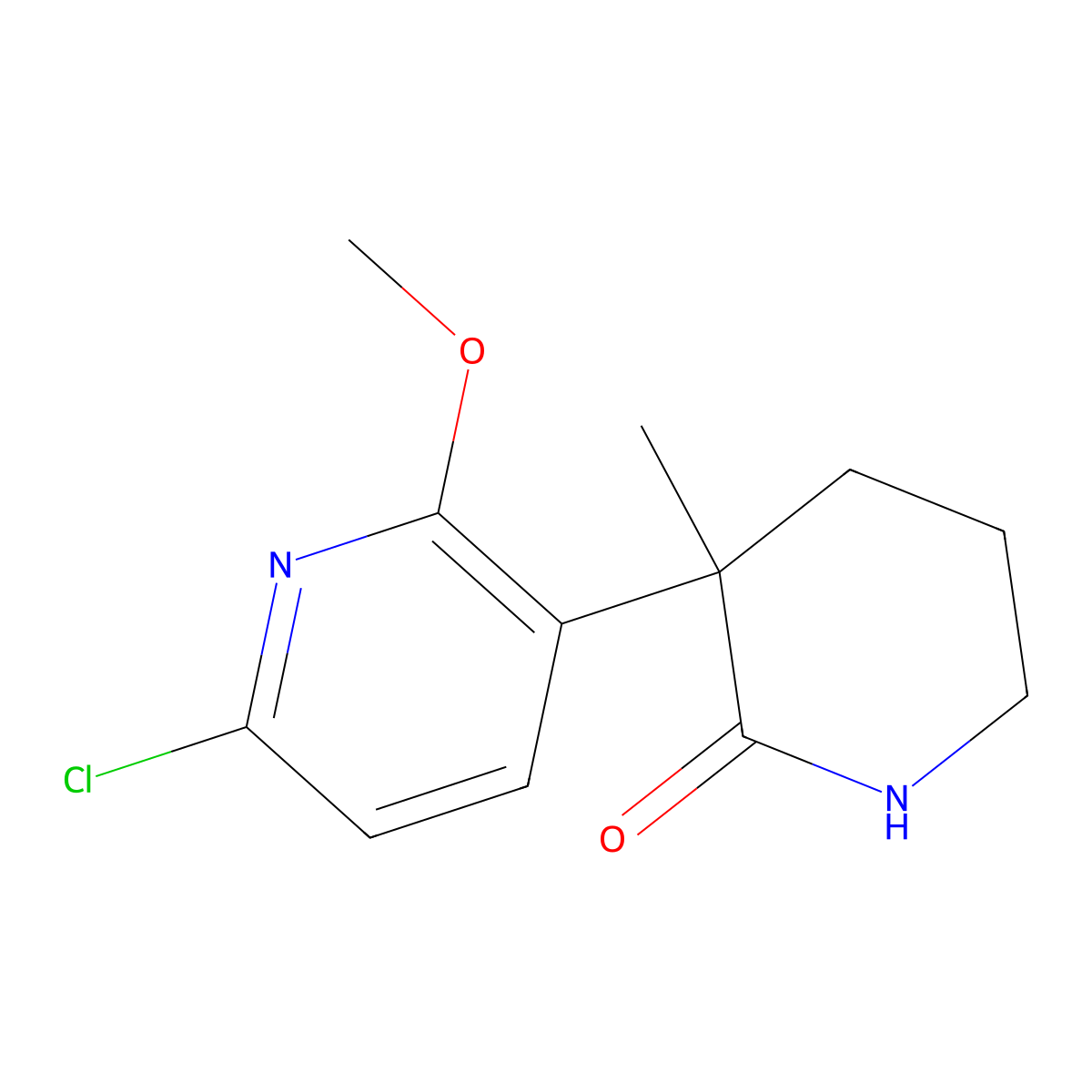 3-(6-Chloro-2-methoxypyridin-3-yl)-3-methylpiperidin-2-one molecular structure, CAS 1693763-28-8