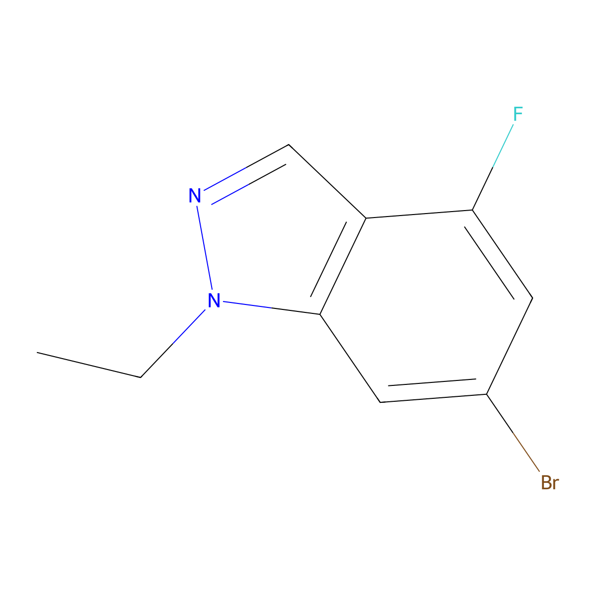 6-bromo-1-ethyl-4-fluoro-1H-indazole molecular structure, CAS 1693763-38-0
