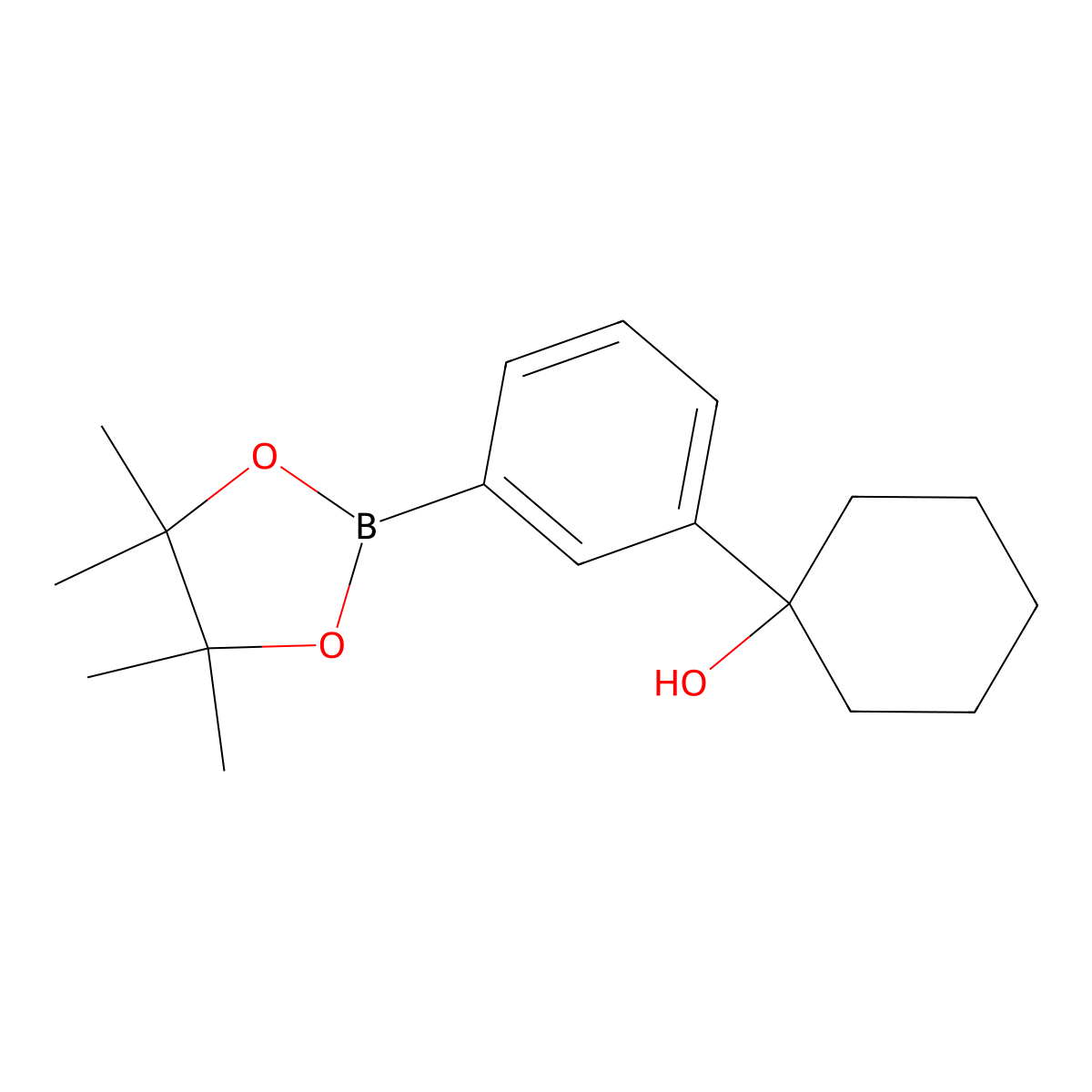 1-[3-(4,4,5,5-Tetramethyl-1,3,2-dioxaborolan-2-yl)phenyl]cyclohexanol molecular structure, CAS 1693768-52-3