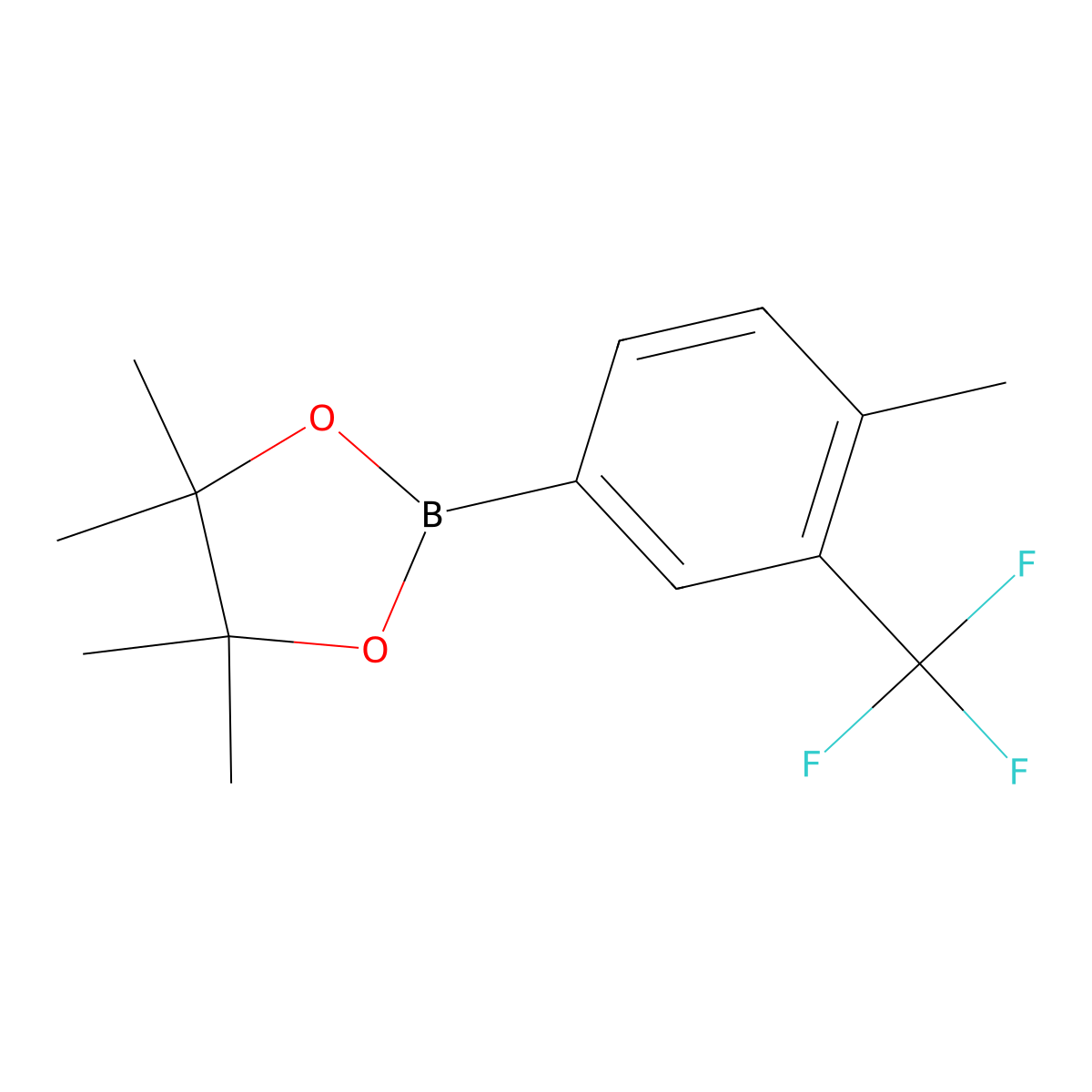 4,4,5,5-Tetramethyl-2-(4-methyl-3-(trifluoromethyl)phenyl)-1,3,2-dioxaborolane molecular structure, CAS 1693768-83-0