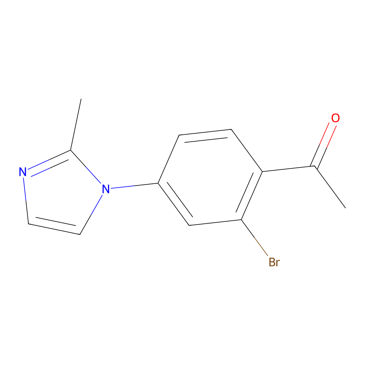 1-[2-bromo-4-(2-methyl-1H-imidazol-1-yl)phenyl]ethan-1-one molecular structure, CAS 1693851-56-7
