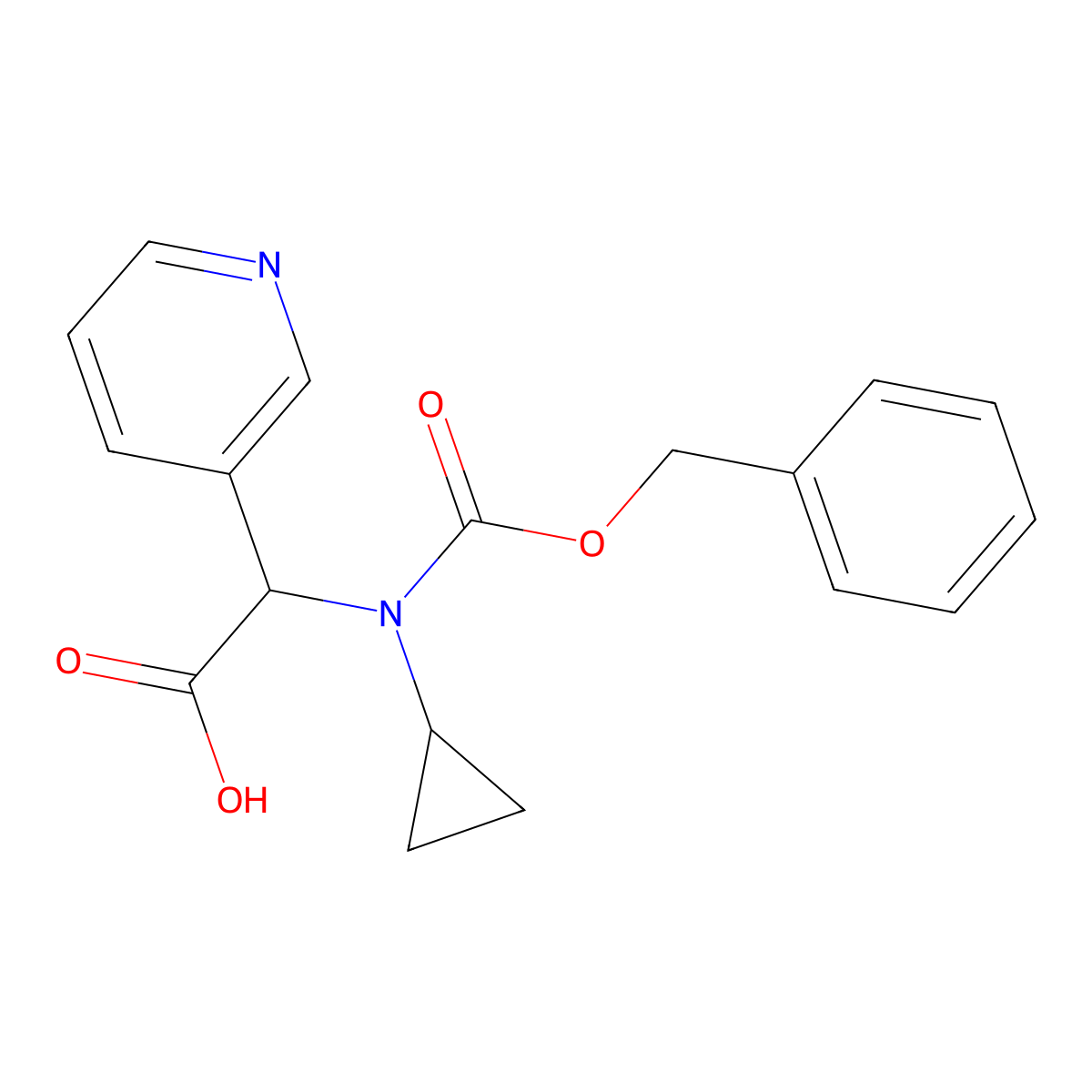 2-{[(Benzyloxy)carbonyl](cyclopropyl)amino}-2-(pyridin-3-yl)acetic acid molecular structure, CAS 1693865-79-0