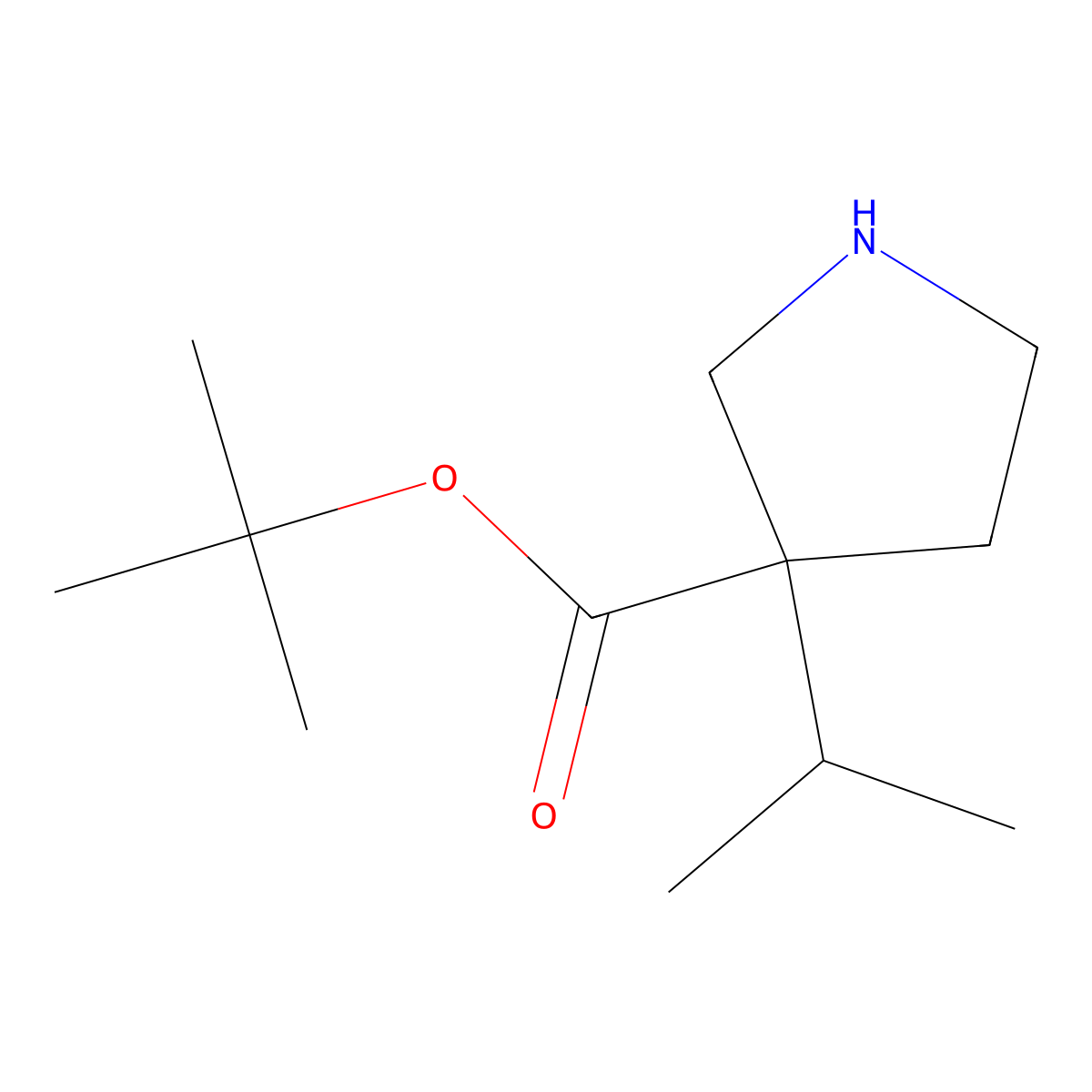 Tert-butyl 3-(propan-2-yl)pyrrolidine-3-carboxylate molecular structure, CAS 1693903-04-6