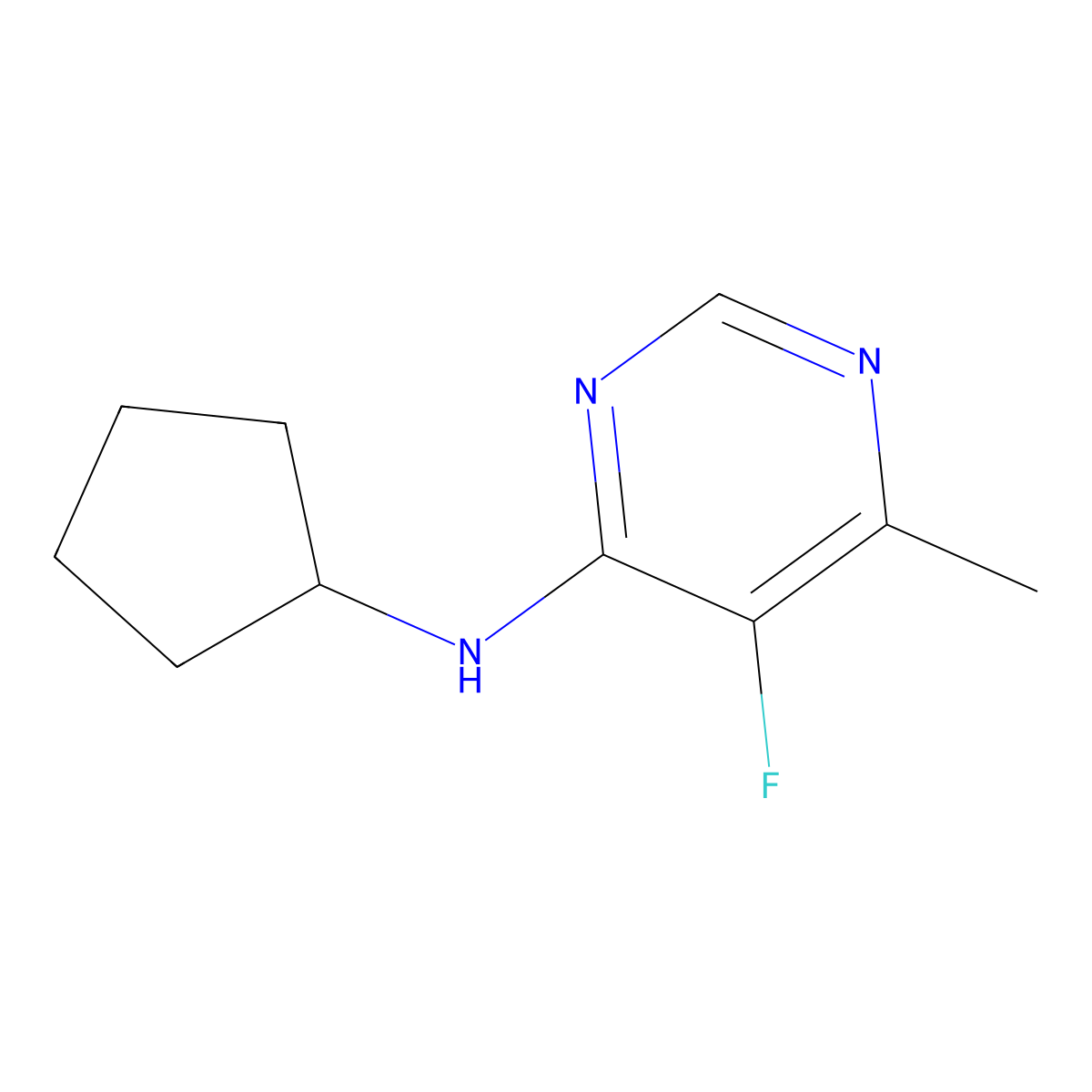N-cyclopentyl-5-fluoro-6-methylpyrimidin-4-amine molecular structure, CAS 1693921-23-1