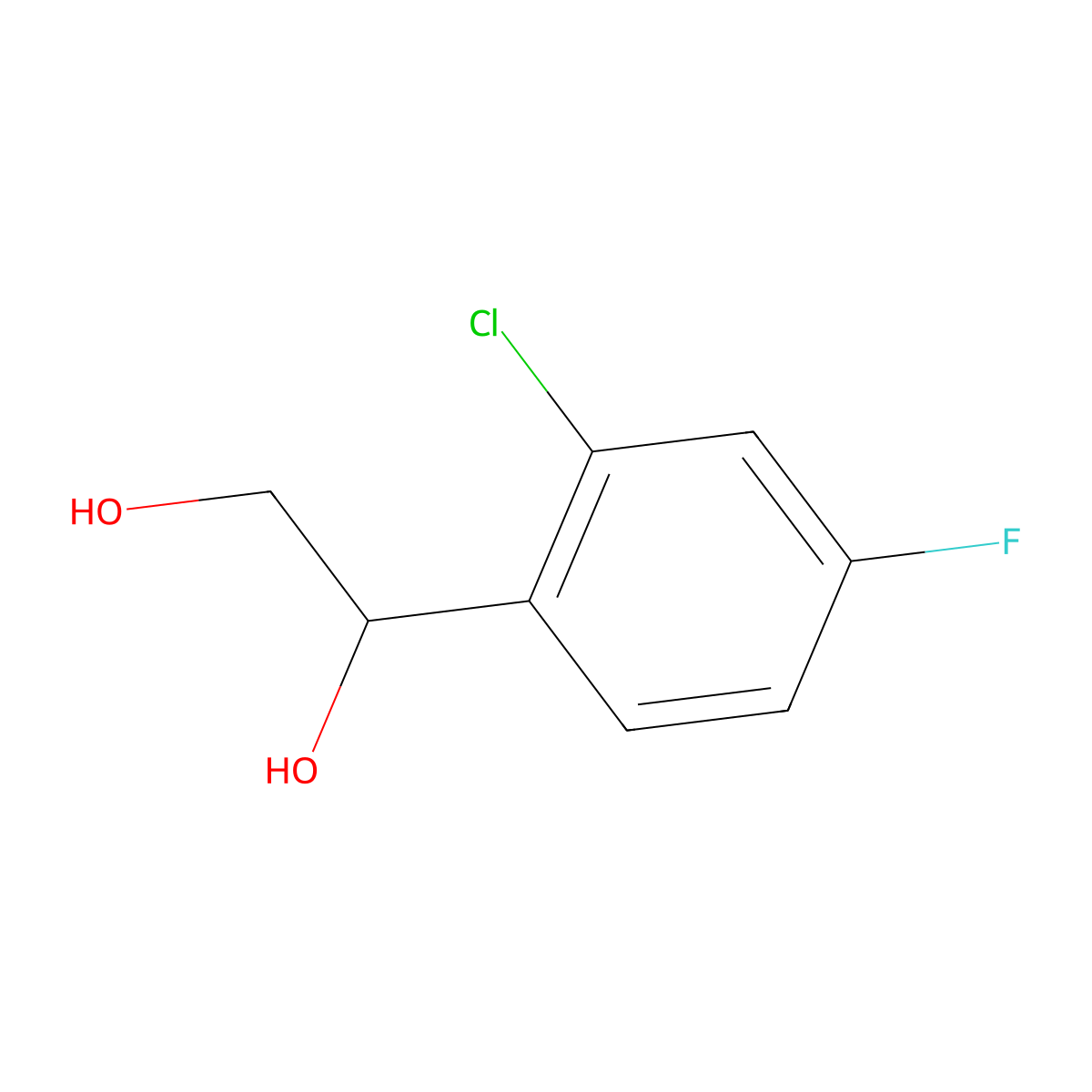 1-(2-Chloro-4-fluorophenyl)ethane-1,2-diol molecular structure, CAS 1693932-67-0