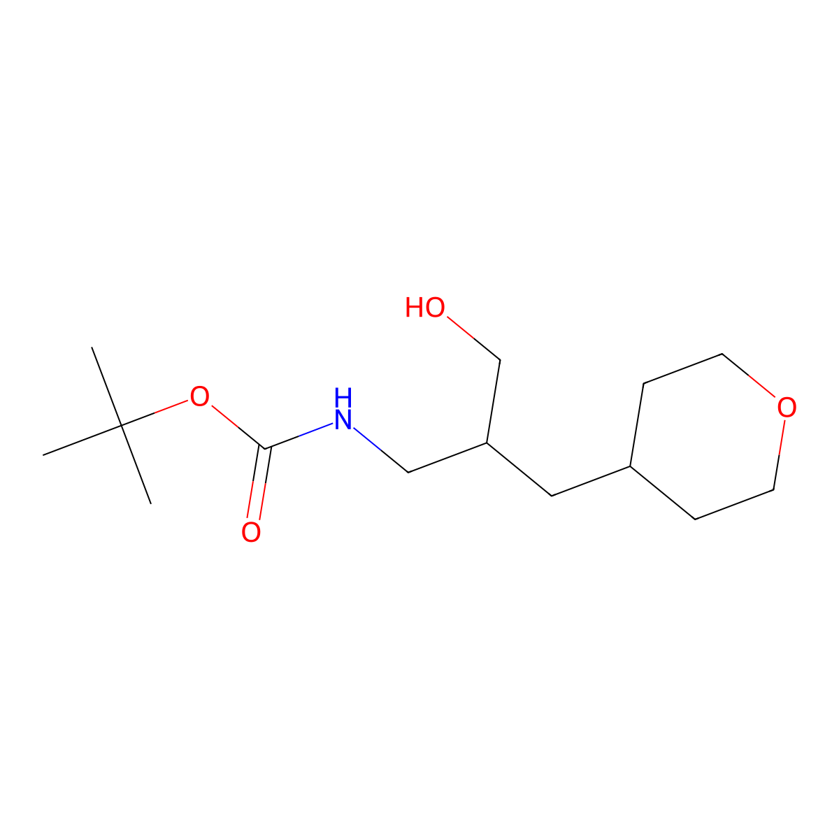 tert-butyl N-{3-hydroxy-2-[(oxan-4-yl)methyl]propyl}carbamate molecular structure, CAS 1693945-47-9