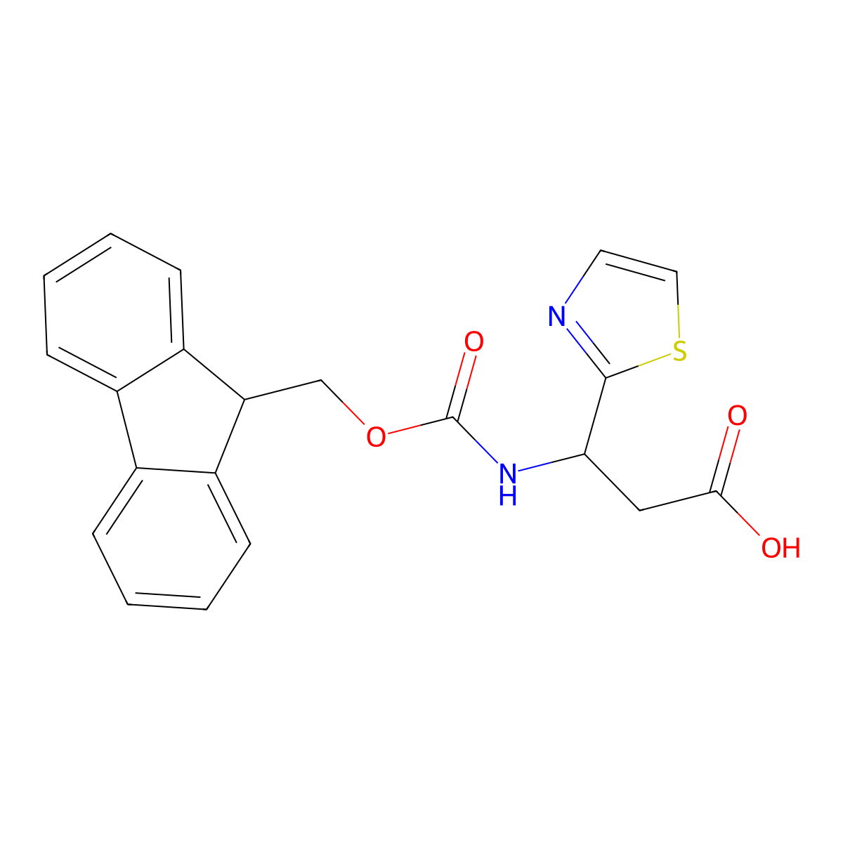 3-({[(9H-fluoren-9-yl)methoxy]carbonyl}amino)-3-(1,3-thiazol-2-yl)propanoic acid molecular structure, CAS 1693951-48-2