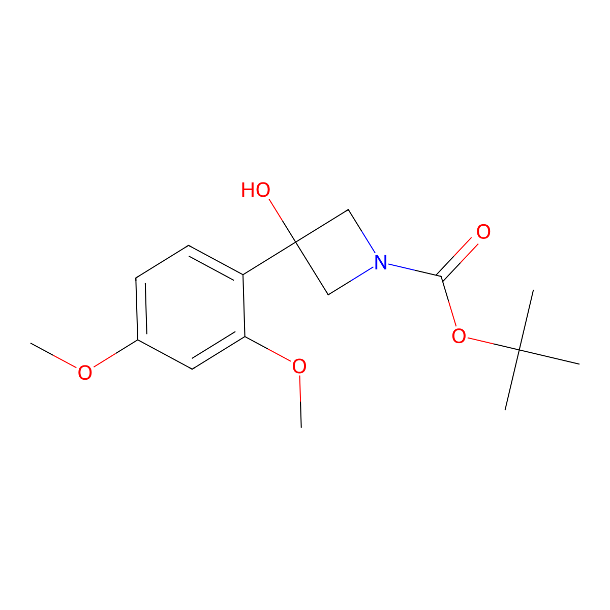 tert-Butyl 3-(2,4-dimethoxyphenyl)-3-hydroxyazetidine-1-carboxylate molecular structure, CAS 1693957-21-9