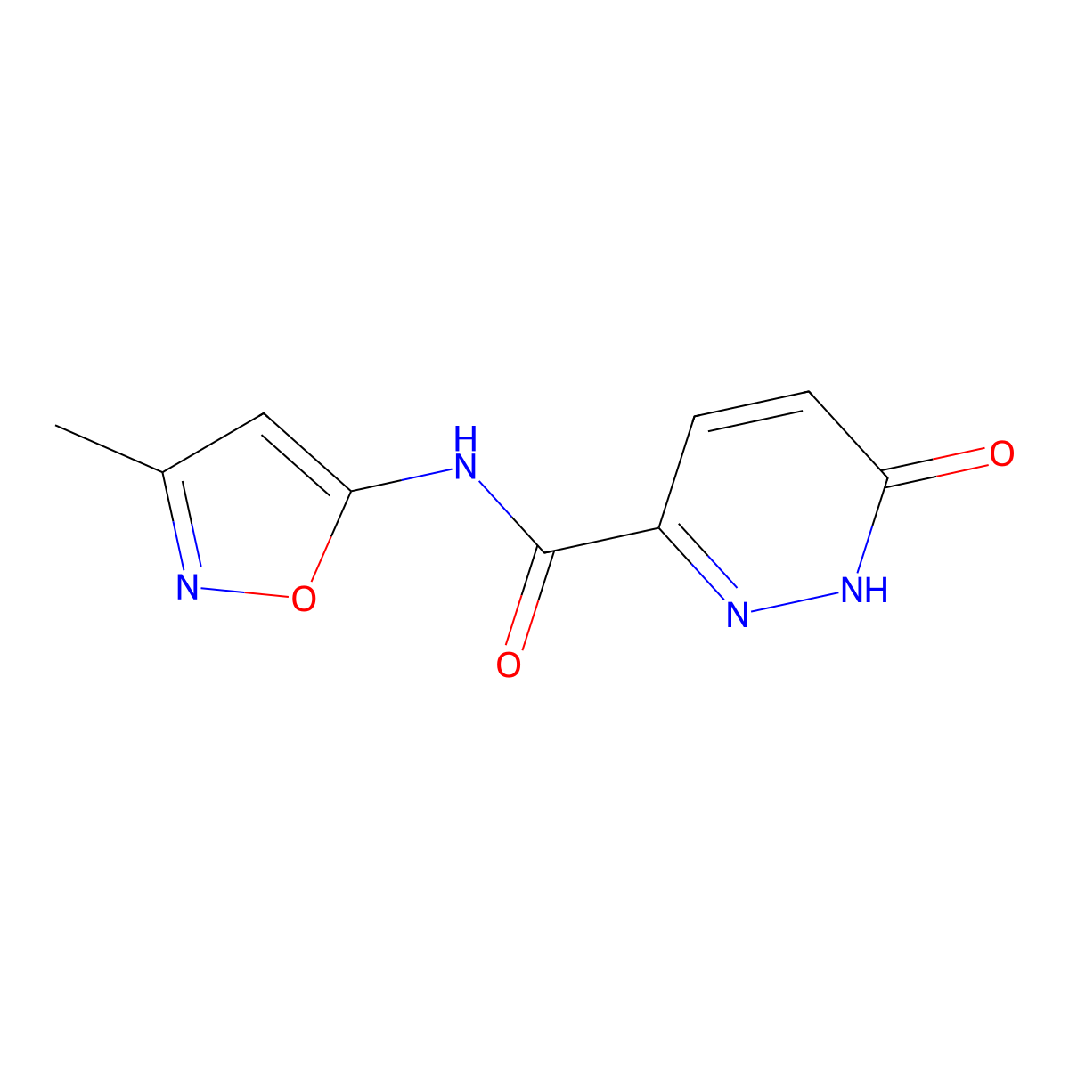 N-(3-methyl-1,2-oxazol-5-yl)-6-oxo-1,6-dihydropyridazine-3-carboxamide molecular structure, CAS 1693986-96-7