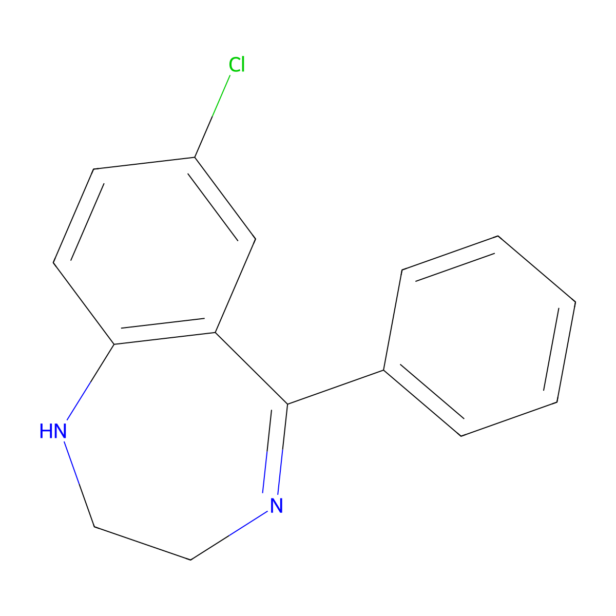 Desmethylmedazepam molecular structure, CAS 1694-78-6