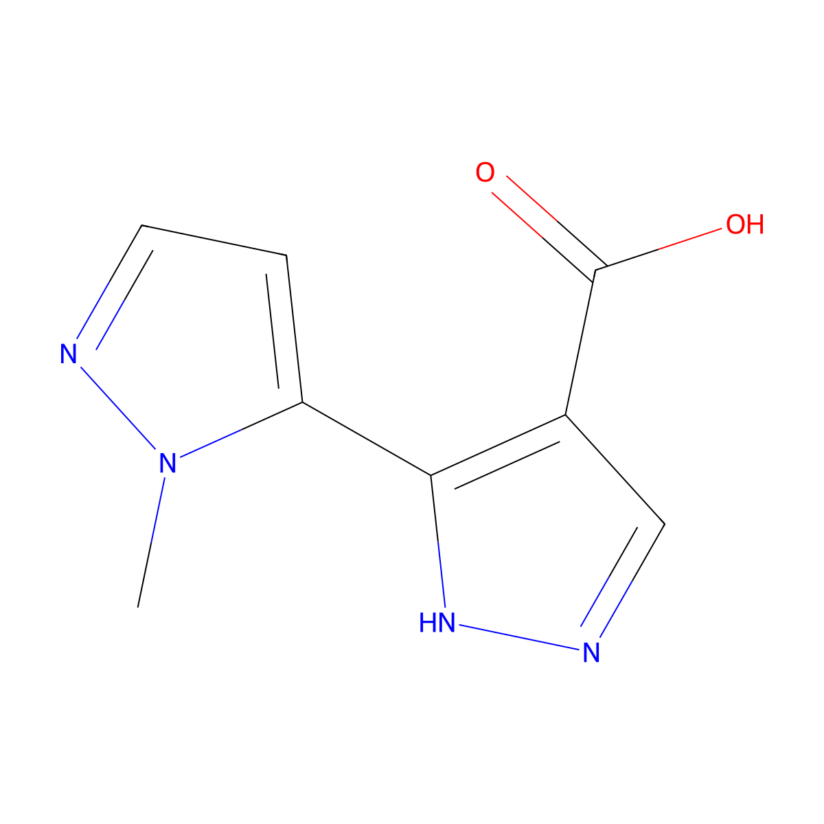 3-(1-Methyl-1H-pyrazol-5-yl)-1H-pyrazole-4-carboxylicacid molecular structure, CAS 1694034-48-4