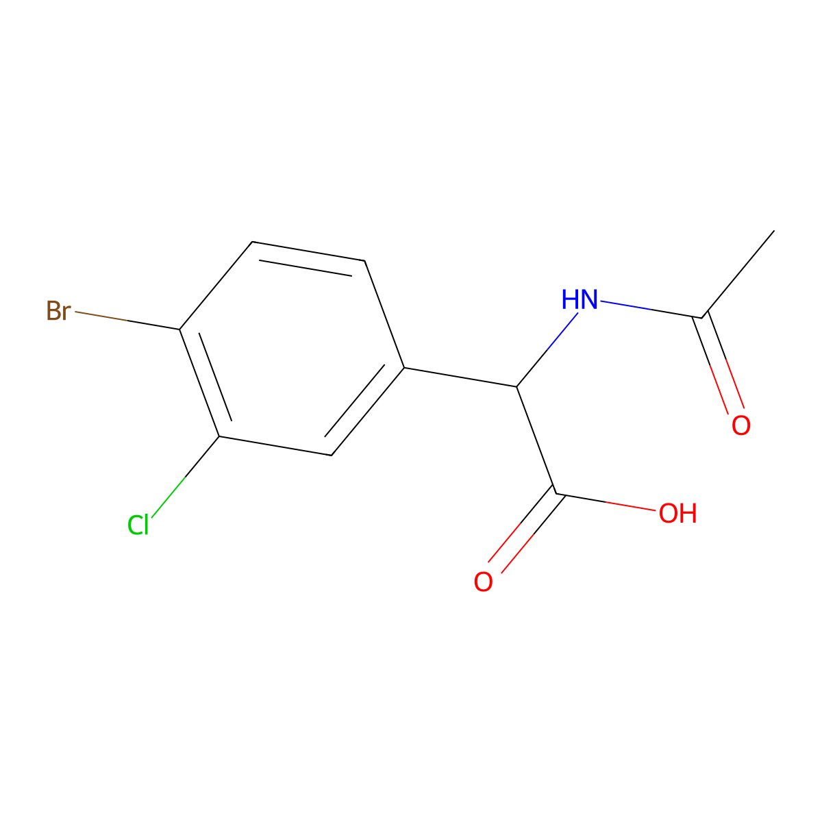 2-(4-Bromo-3-chlorophenyl)-2-acetamidoacetic acid molecular structure, CAS 1694047-23-8