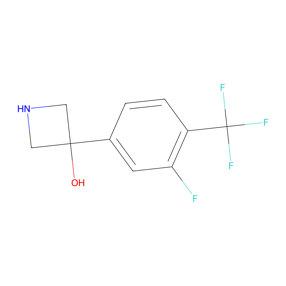 3-[3-Fluoro-4-(trifluoromethyl)phenyl]azetidin-3-ol molecular structure, CAS 1694058-52-0