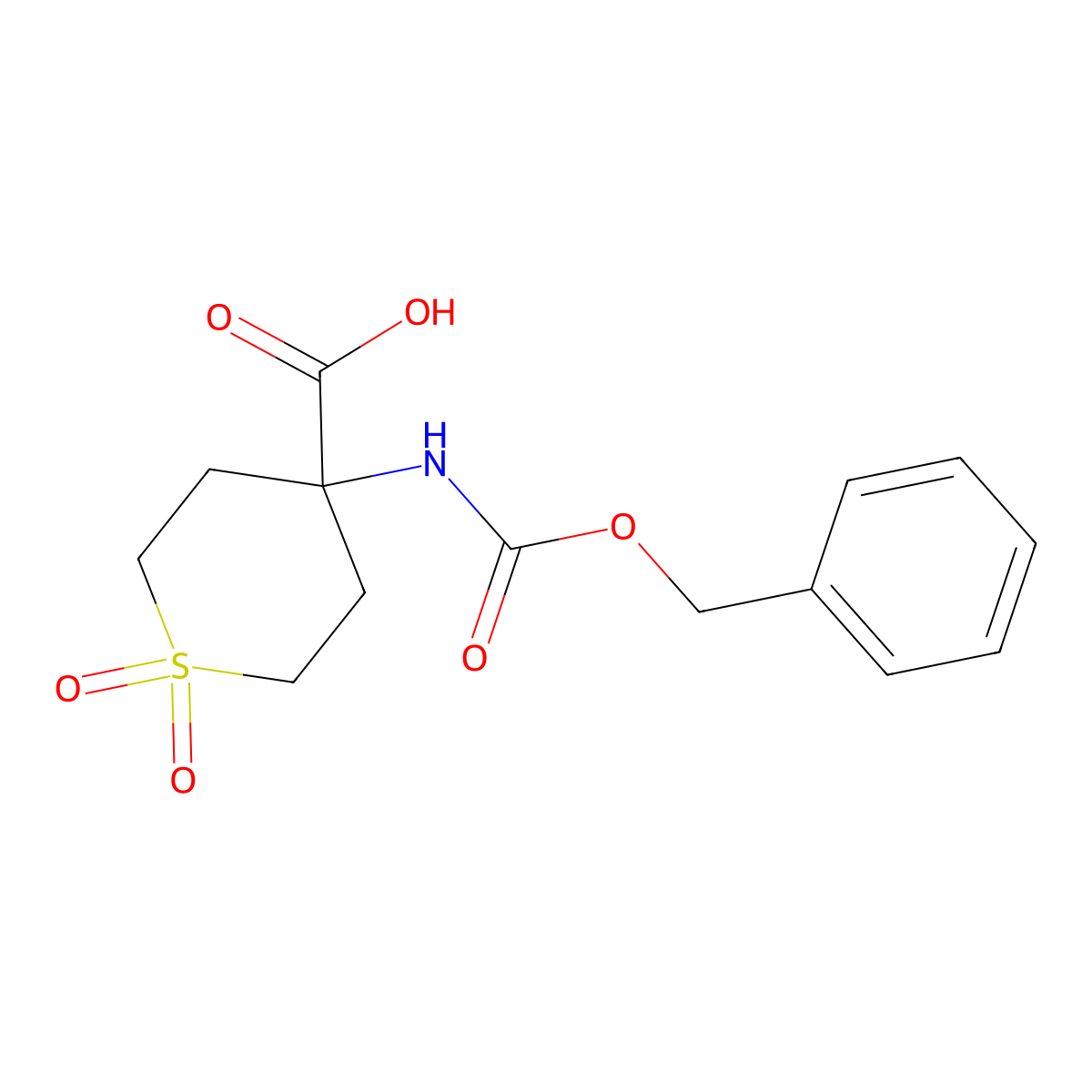 4-{[(Benzyloxy)carbonyl]amino}-1,1-dioxo-1lambda6-thiane-4-carboxylic acid molecular structure, CAS 1694075-15-4