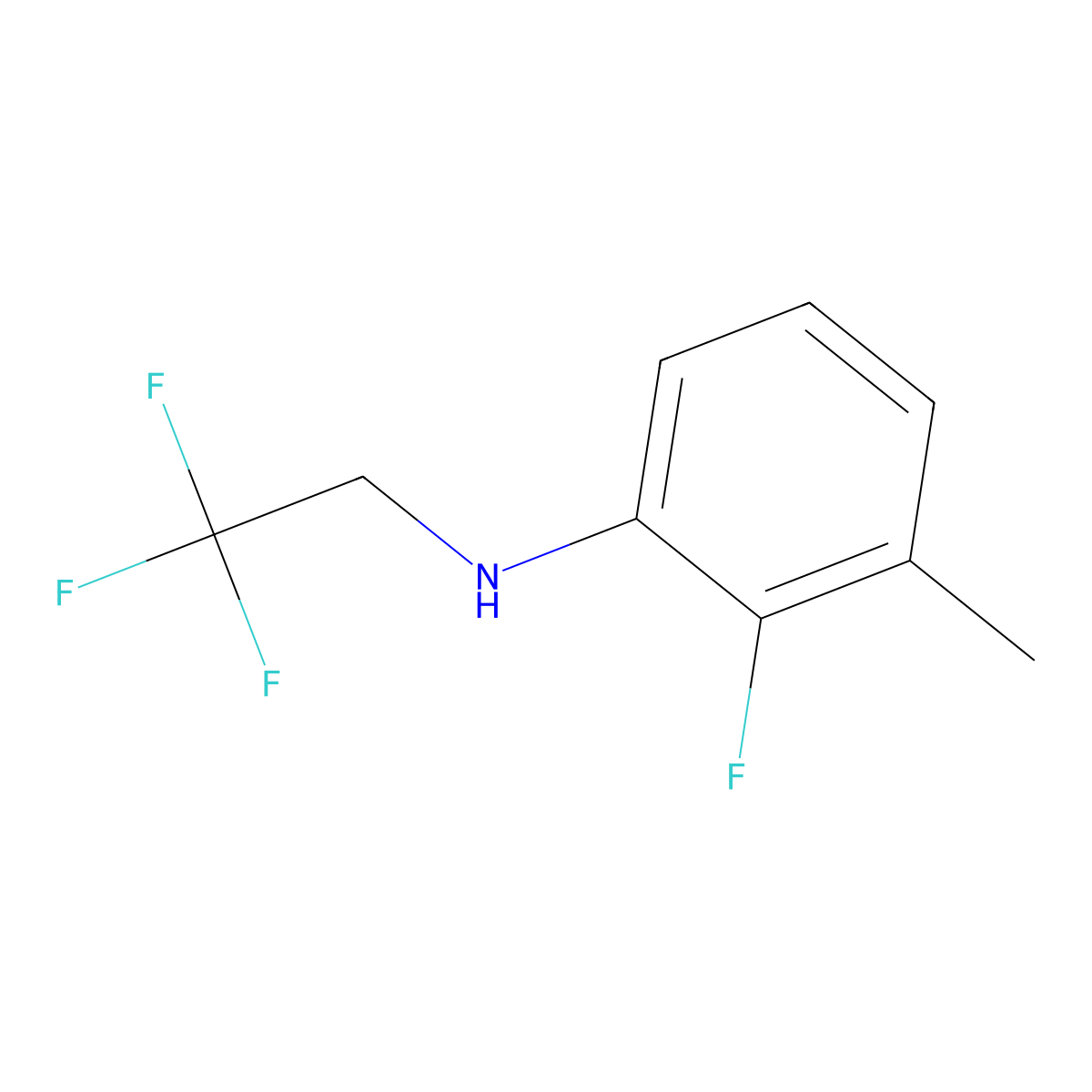 2-fluoro-3-methyl-N-(2,2,2-trifluoroethyl)aniline molecular structure, CAS 1694083-21-0