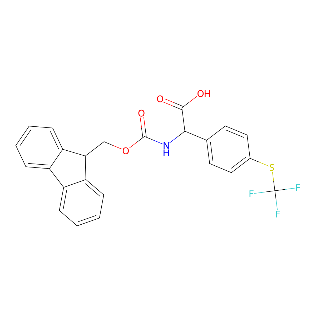 2-({[(9H-fluoren-9-yl)methoxy]carbonyl}amino)-2-{4-[(trifluoromethyl)sulfanyl]phenyl}acetic acid molecular structure, CAS 1694104-29-4