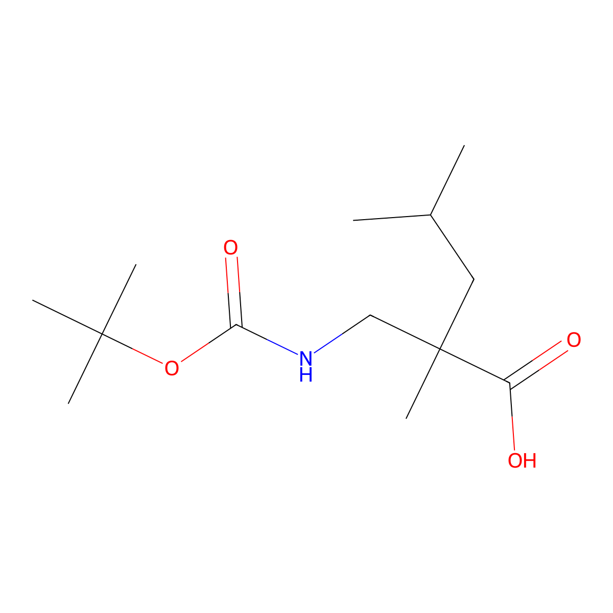 2-({[(Tert-butoxy)carbonyl]amino}methyl)-2,4-dimethylpentanoic acid molecular structure, CAS 1694122-93-4