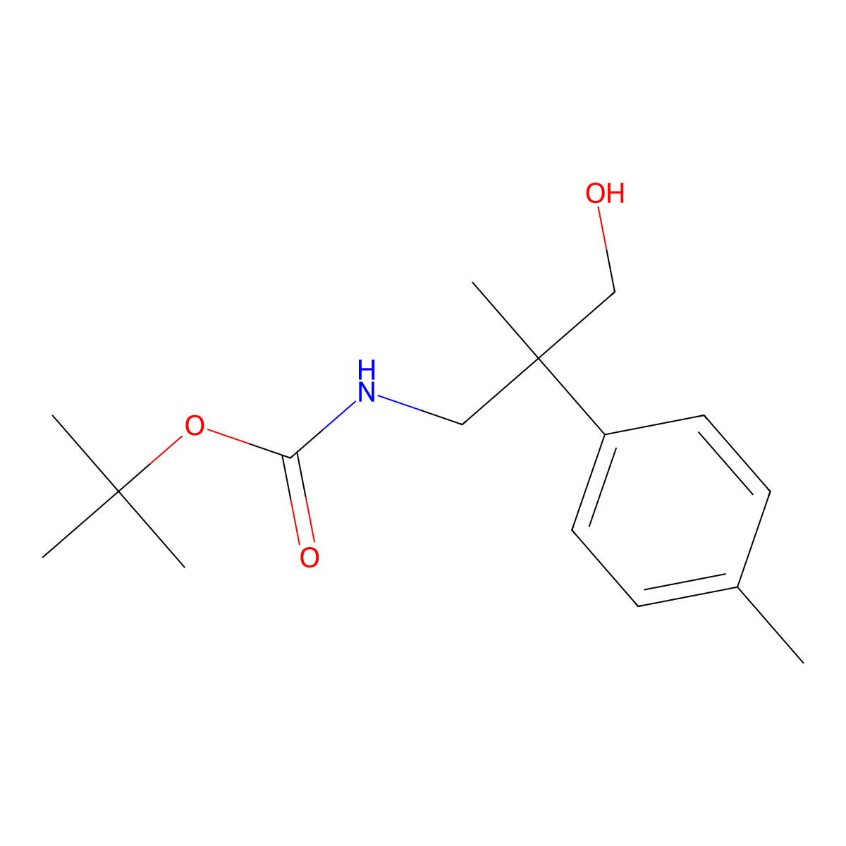 tert-butyl N-[3-hydroxy-2-methyl-2-(4-methylphenyl)propyl]carbamate molecular structure, CAS 1694140-35-6