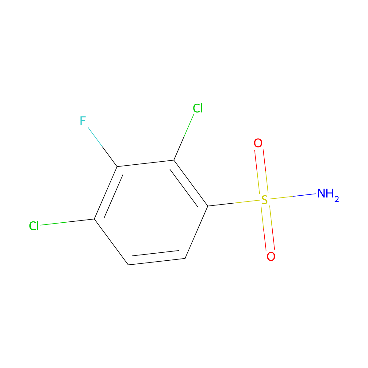 2,4-Dichloro-3-fluorobenzene-1-sulfonamide molecular structure, CAS 1694144-37-0