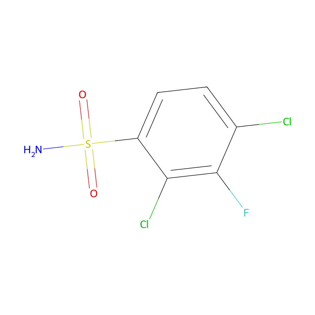 2,4-Dichloro-3-fluorobenzene-1-sulfonamide molecular structure, CAS 1694144-37-0