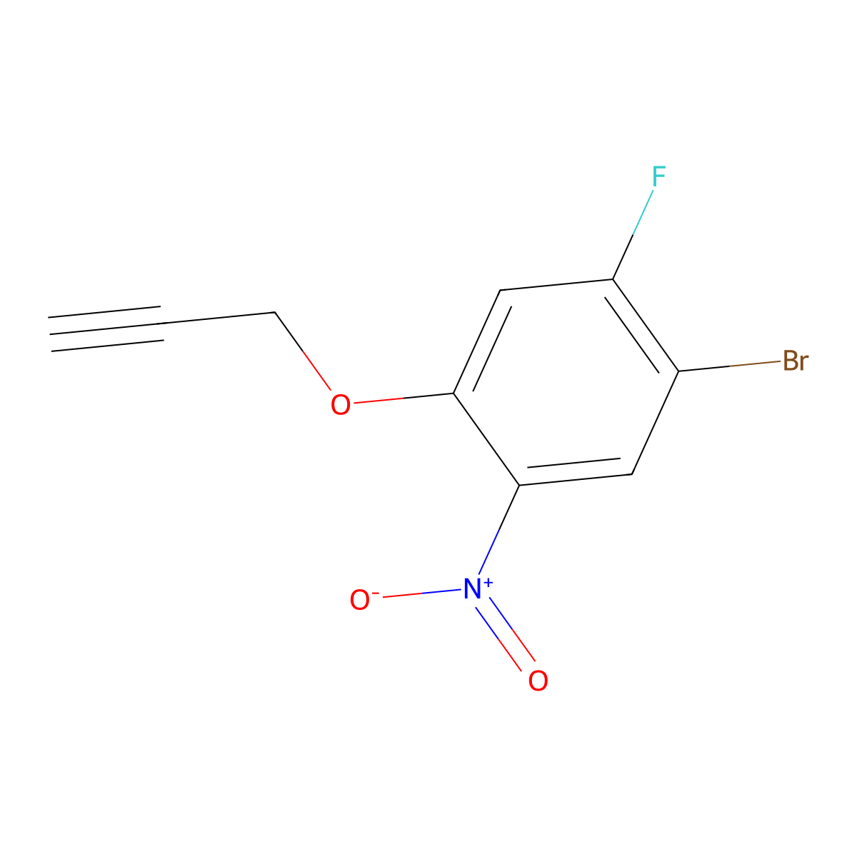 1-Bromo-2-fluoro-5-nitro-4-(prop-2-yn-1-yloxy)benzene molecular structure, CAS 1694162-53-2