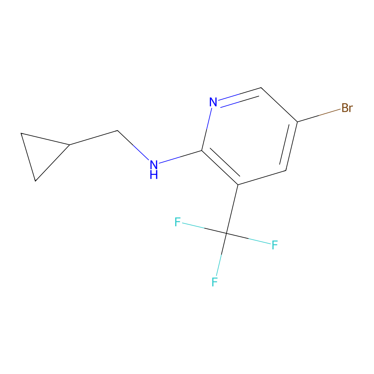 5-Bromo-N-(cyclopropylmethyl)-3-(trifluoromethyl)pyridin-2-amine molecular structure, CAS 1694179-12-8