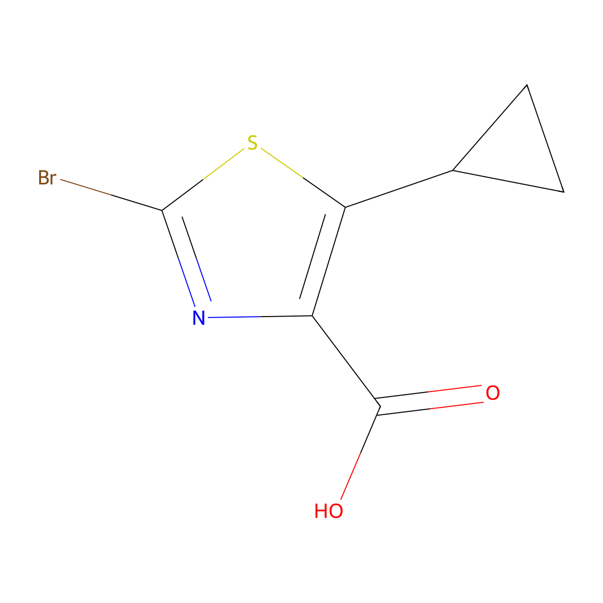 2-Bromo-5-cyclopropyl-1,3-thiazole-4-carboxylic acid molecular structure, CAS 1694180-93-2
