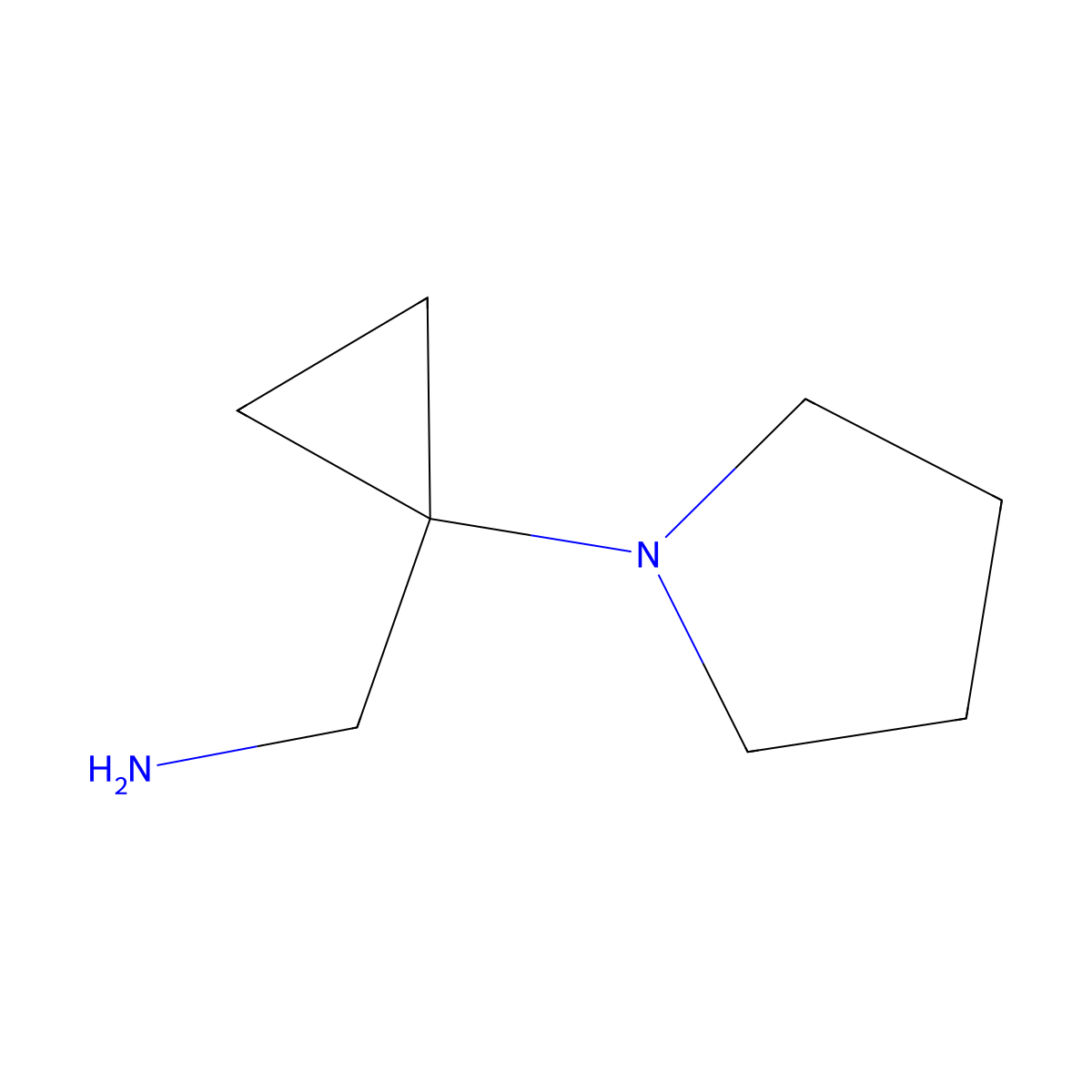 (1-(Pyrrolidin-1-yl)cyclopropyl)methanamine molecular structure, CAS 1694182-68-7