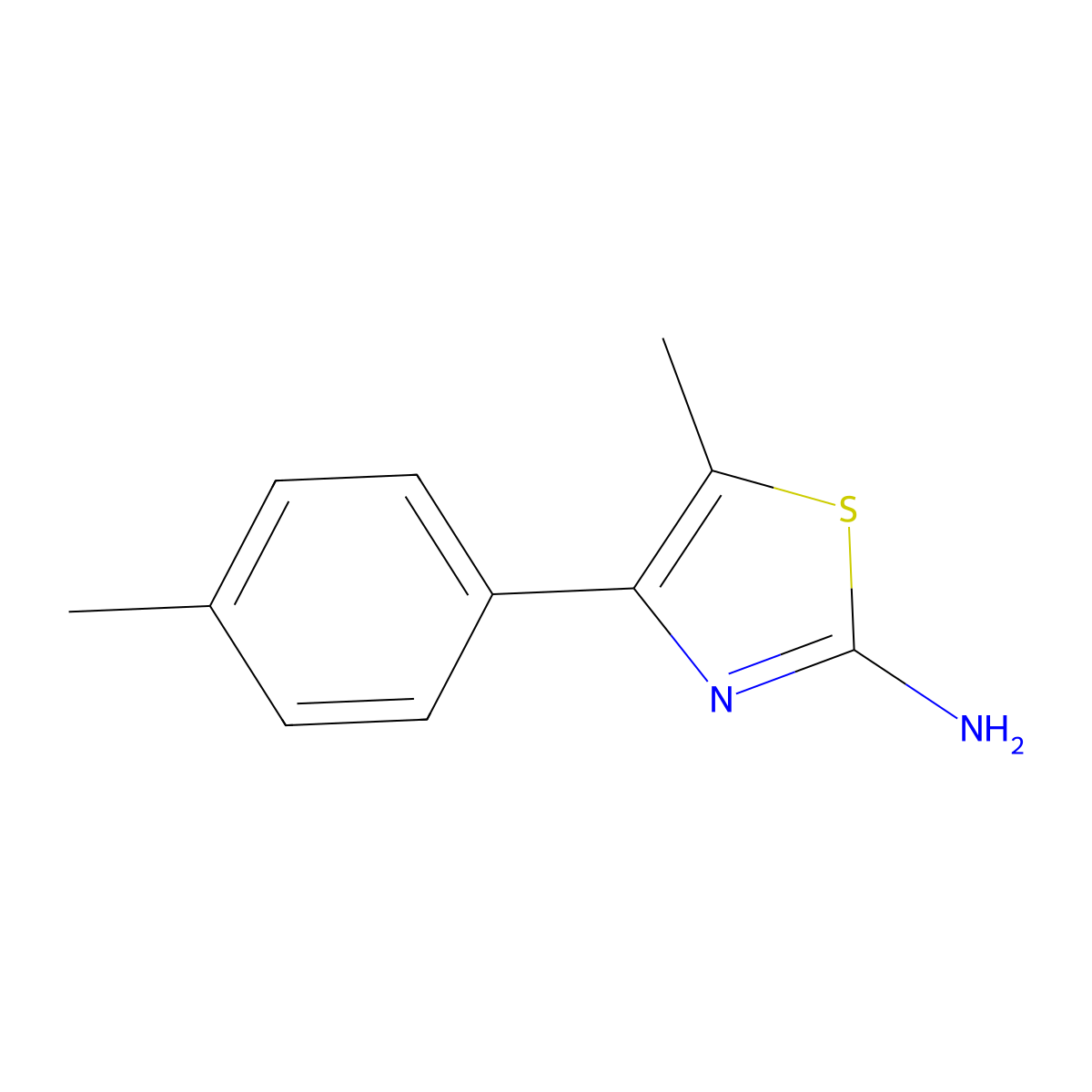 5-Methyl-4-(4-methylphenyl)-1,3-thiazol-2-amine molecular structure, CAS 16942-66-8