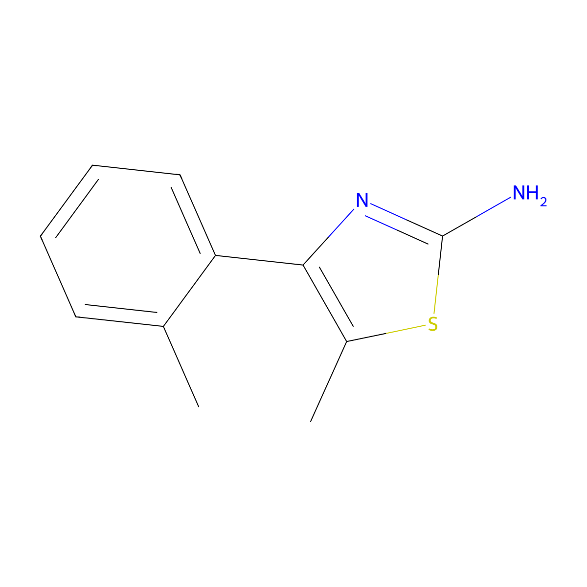 5-Methyl-4-(O-tolyl)-2-thiazolamine molecular structure, CAS 16942-68-0