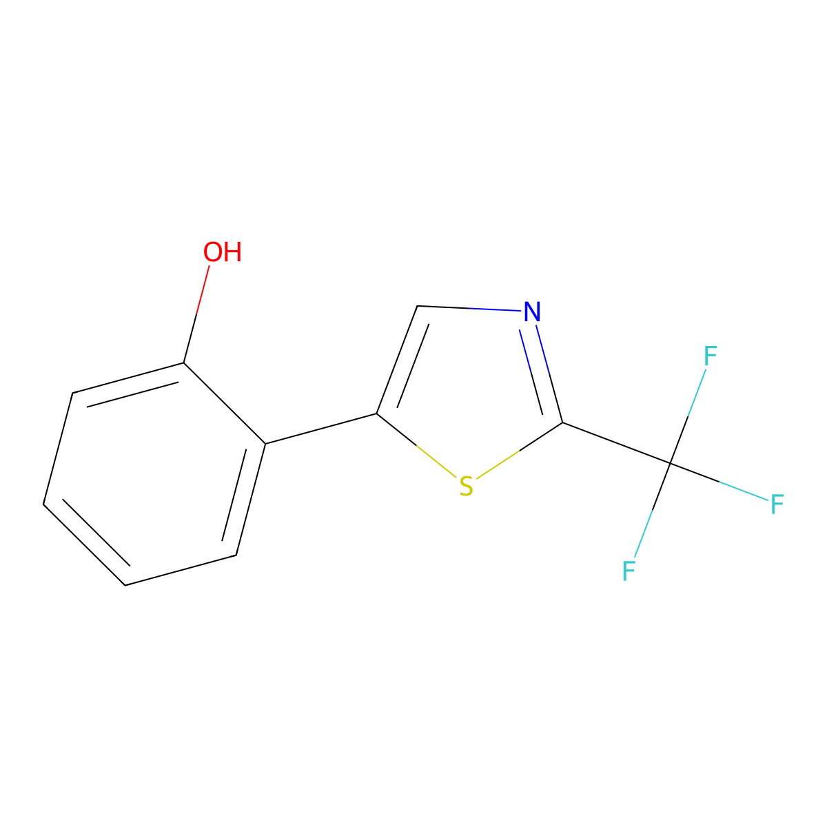 2-[2-(Trifluoromethyl)-1,3-thiazol-5-yl]phenol molecular structure, CAS 1694205-74-7