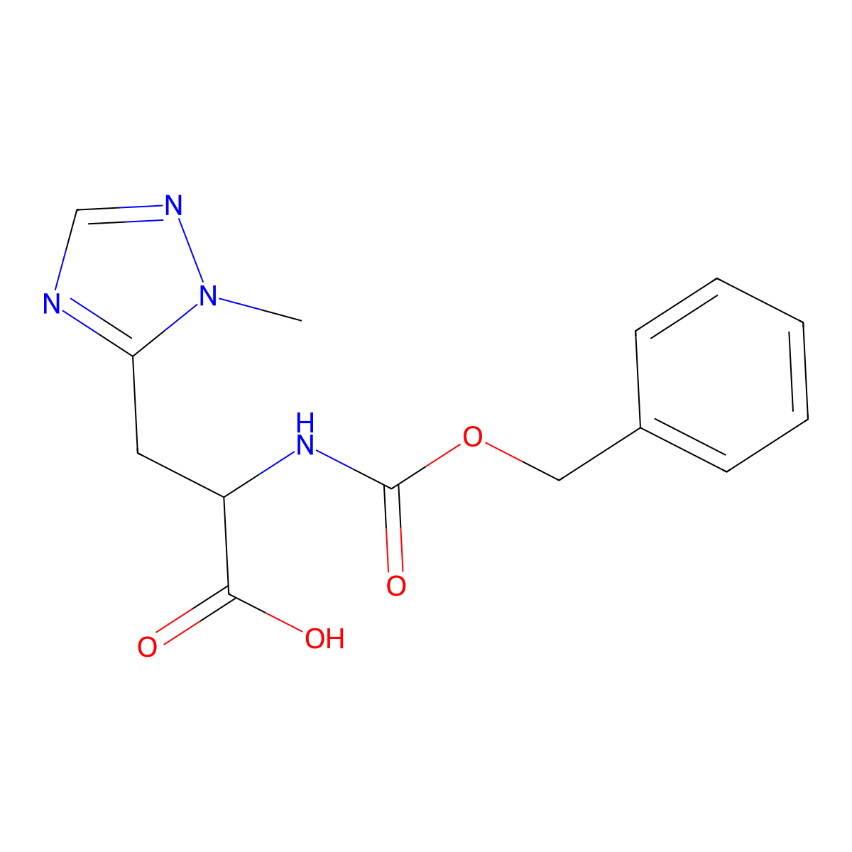 2-{[(benzyloxy)carbonyl]amino}-3-(1-methyl-1H-1,2,4-triazol-5-yl)propanoic acid molecular structure, CAS 1694210-52-0