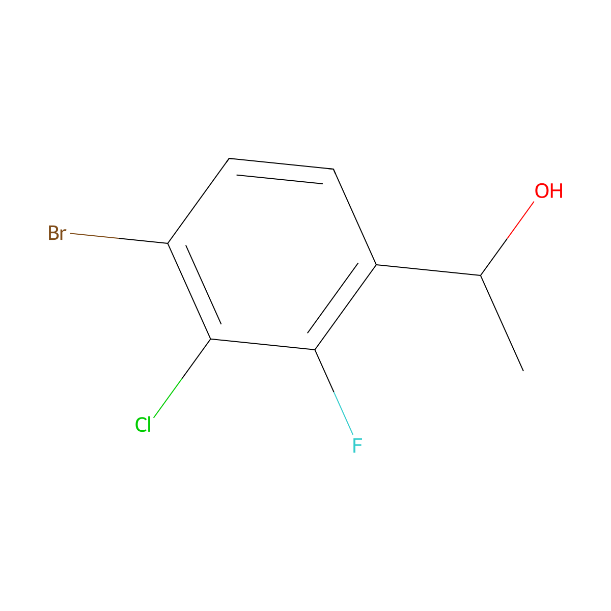 1-(4-Bromo-3-chloro-2-fluorophenyl)ethanol molecular structure, CAS 1694214-47-5