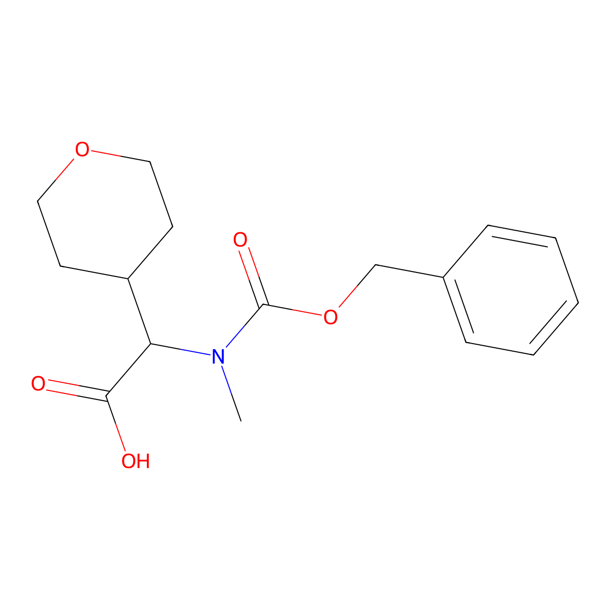 2-{[(Benzyloxy)carbonyl](methyl)amino}-2-(oxan-4-yl)acetic acid molecular structure, CAS 1694217-86-1