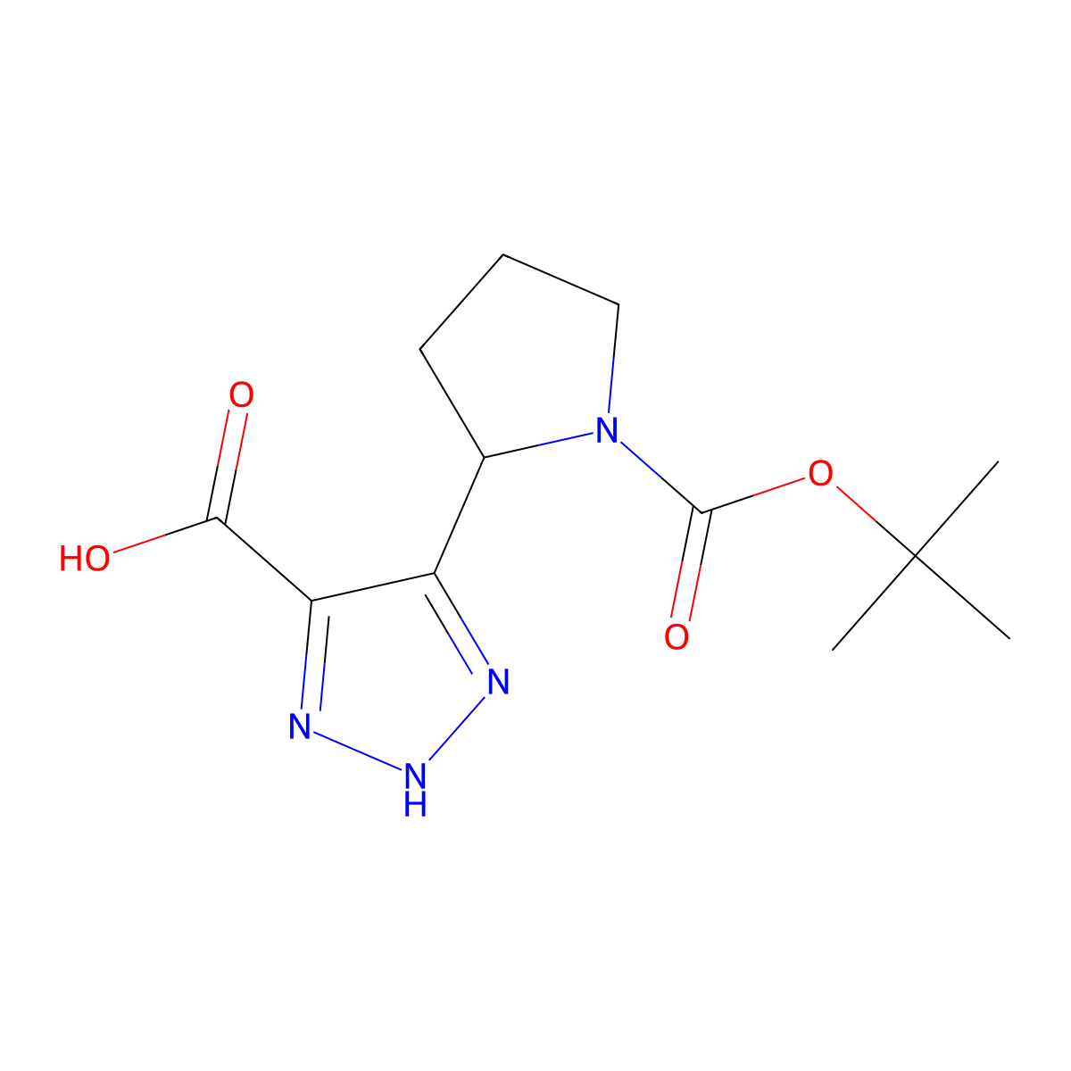 5-{1-[(tert-butoxy)carbonyl]pyrrolidin-2-yl}-1H-1,2,3-triazole-4-carboxylic acid molecular structure, CAS 1694220-62-6