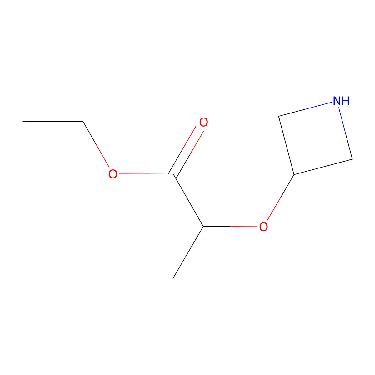 Ethyl 2-(azetidin-3-yloxy)propanoate molecular structure, CAS 1694220-65-9