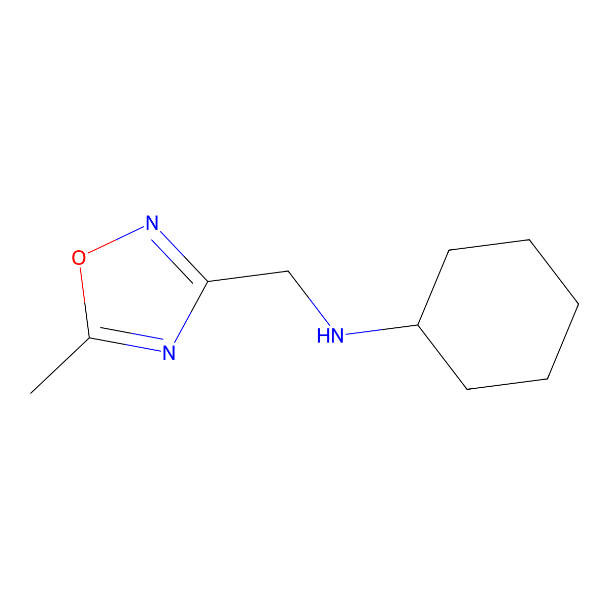 N-[(5-methyl-1,2,4-oxadiazol-3-yl)methyl]cyclohexanamine molecular structure, CAS 1694223-26-1