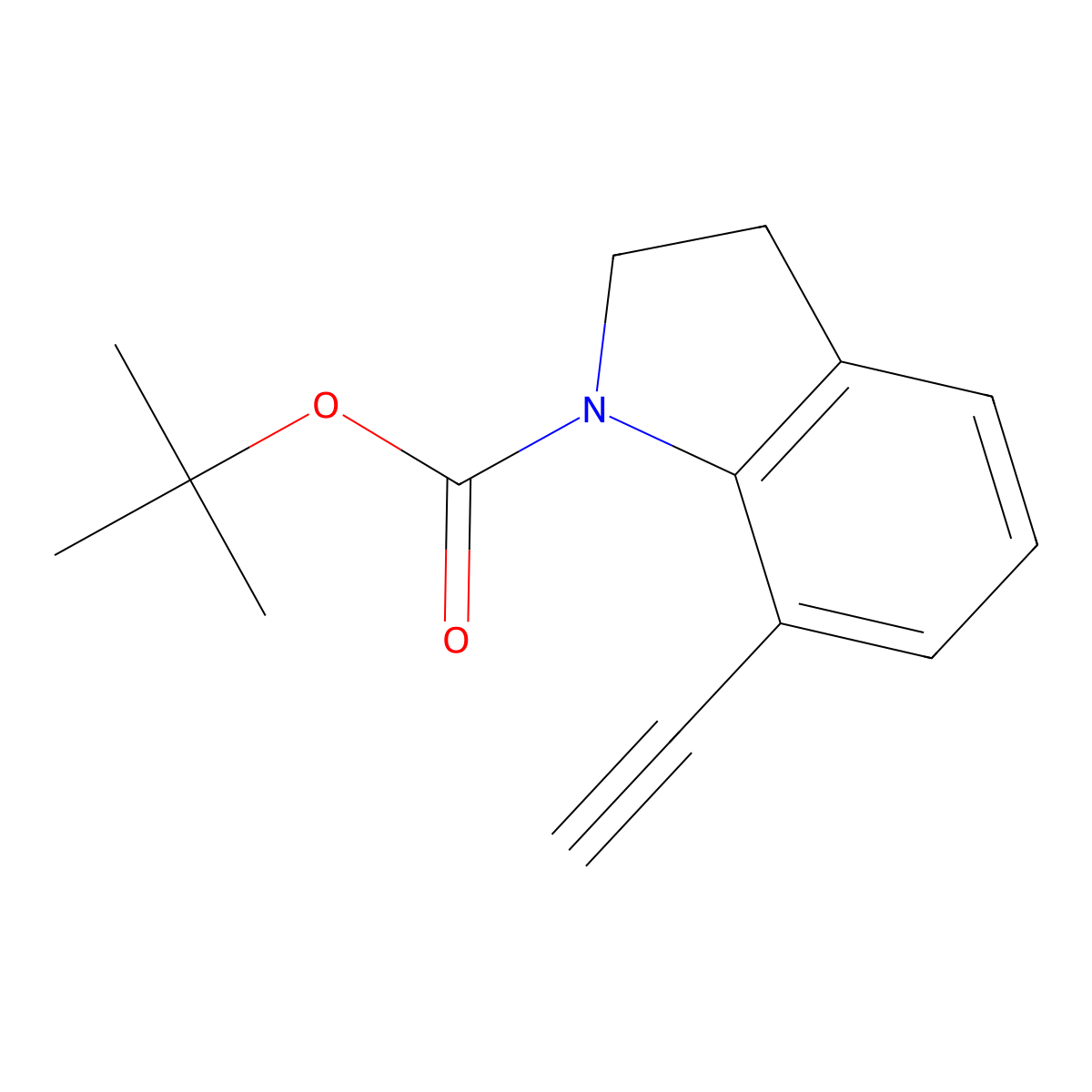tert-butyl 7-ethynyl-2,3-dihydro-1H-indole-1-carboxylate molecular structure, CAS 1694229-20-3