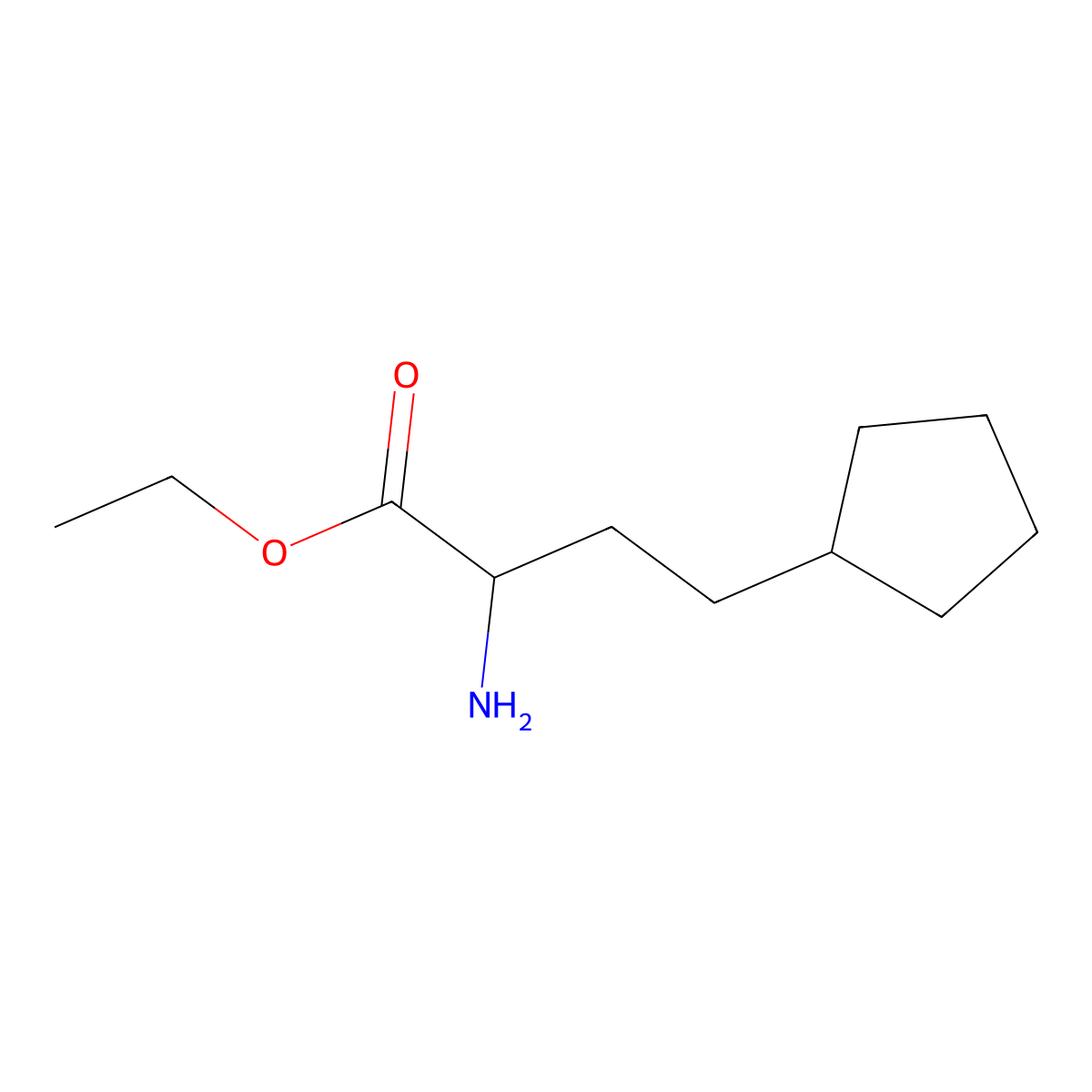Ethyl 2-amino-4-cyclopentylbutanoate molecular structure, CAS 1694236-62-8