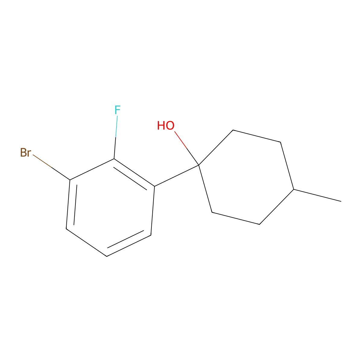 1-(3-Bromo-2-fluorophenyl)-4-methylcyclohexanol molecular structure, CAS 1694242-87-9