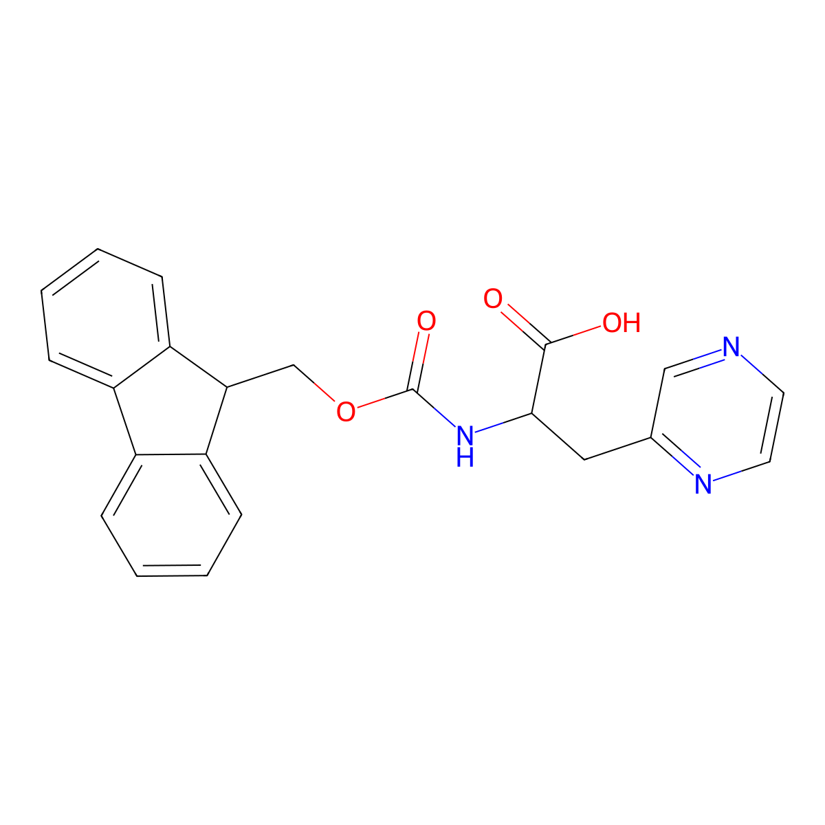 2-(9H-Fluoren-9-ylmethoxycarbonylamino)-3-pyrazin-2-ylpropanoic acid molecular structure, CAS 1694245-15-2