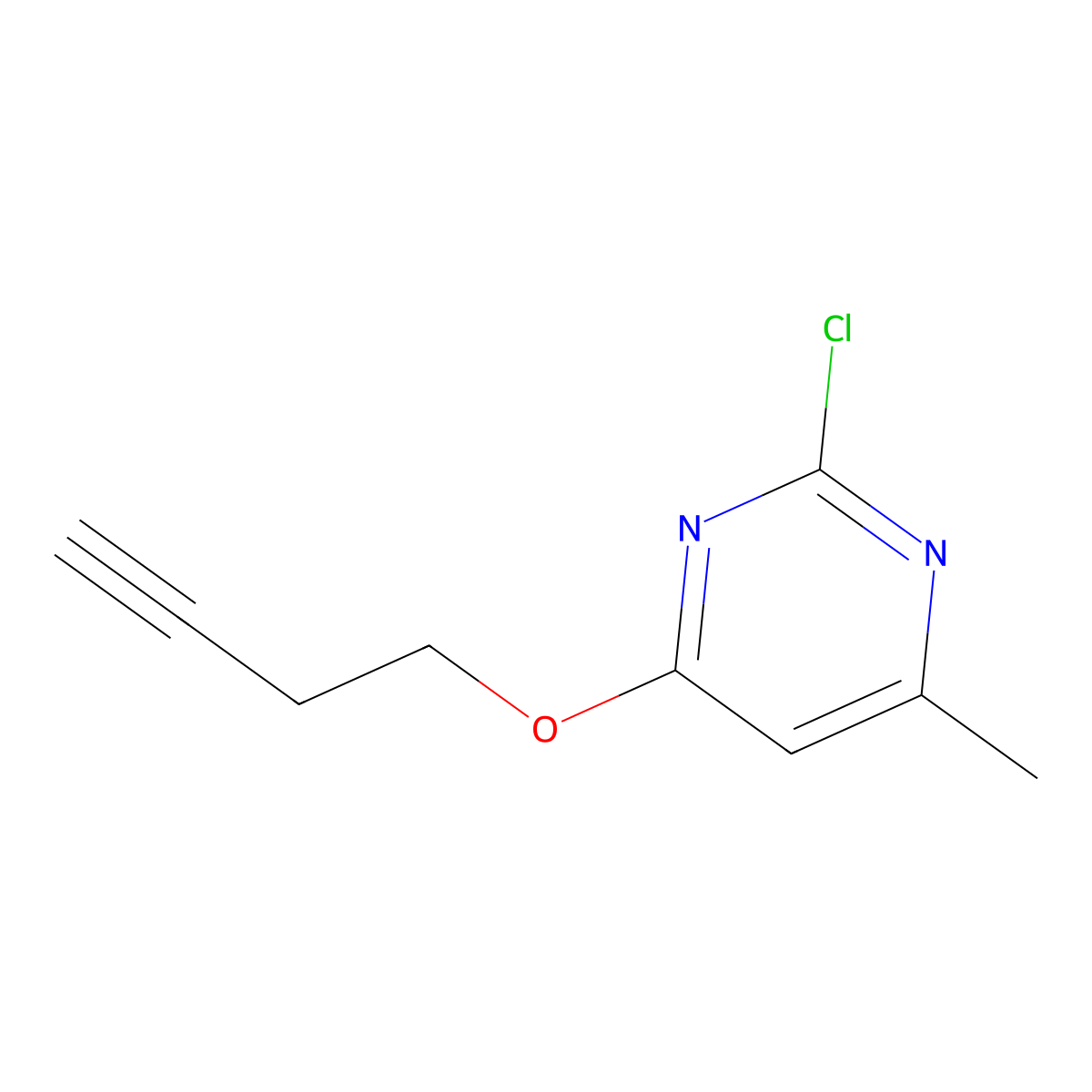 4-(But-3-yn-1-yloxy)-2-chloro-6-methylpyrimidine molecular structure, CAS 1694249-38-1