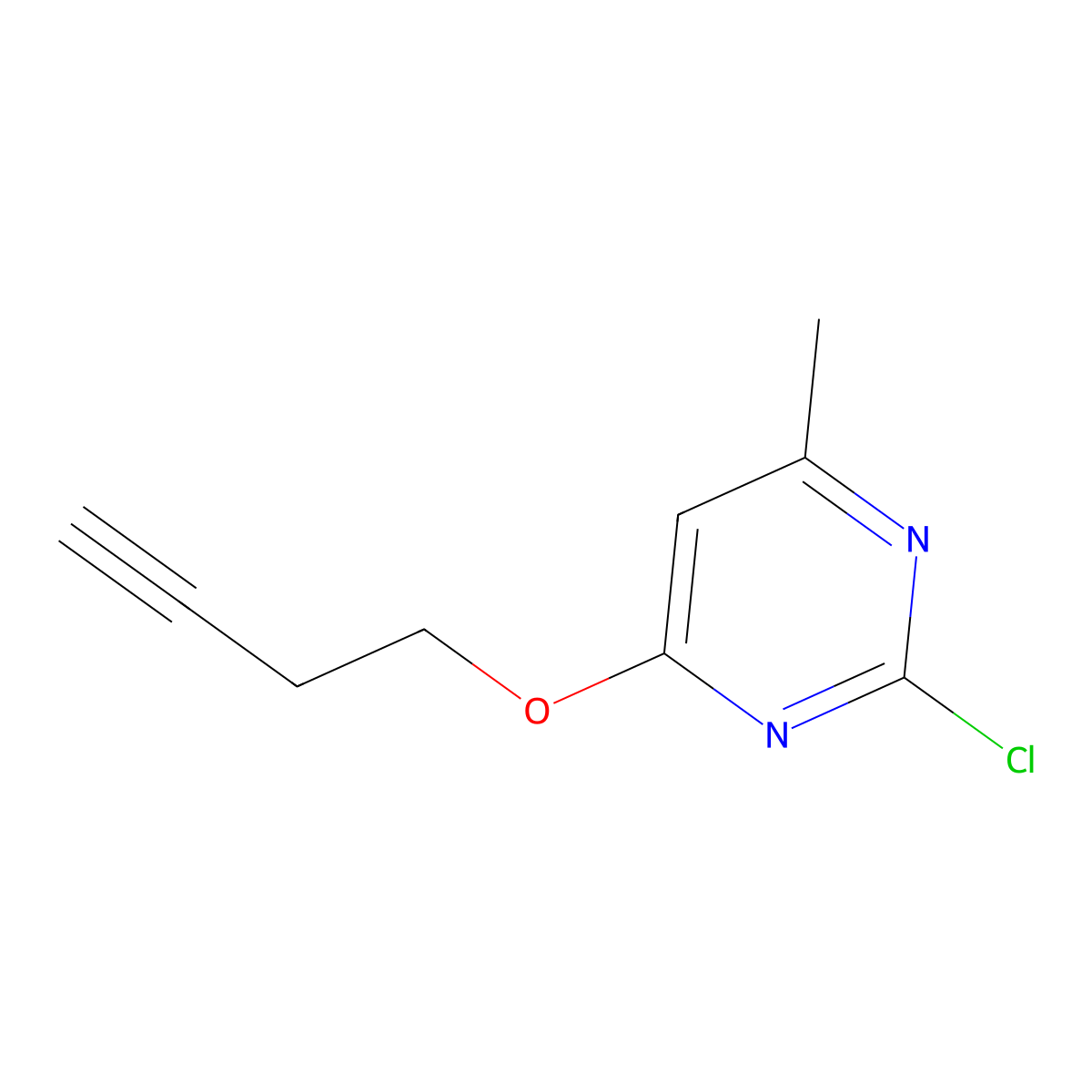 4-(But-3-yn-1-yloxy)-2-chloro-6-methylpyrimidine molecular structure, CAS 1694249-38-1