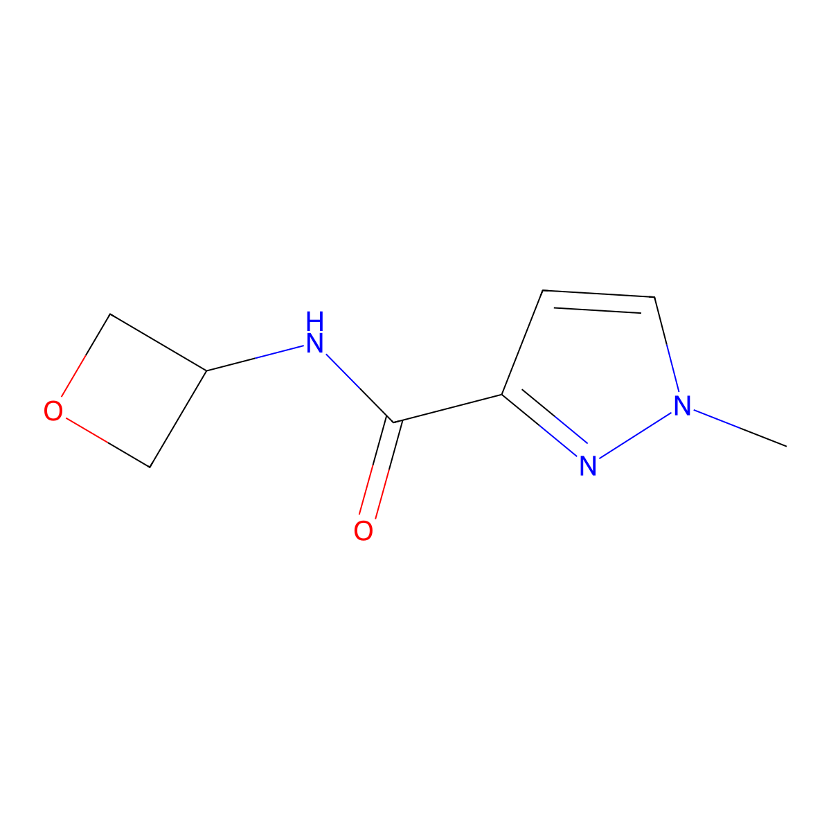 1-methyl-N-(oxetan-3-yl)-1H-pyrazole-3-carboxamide molecular structure, CAS 1694325-54-6