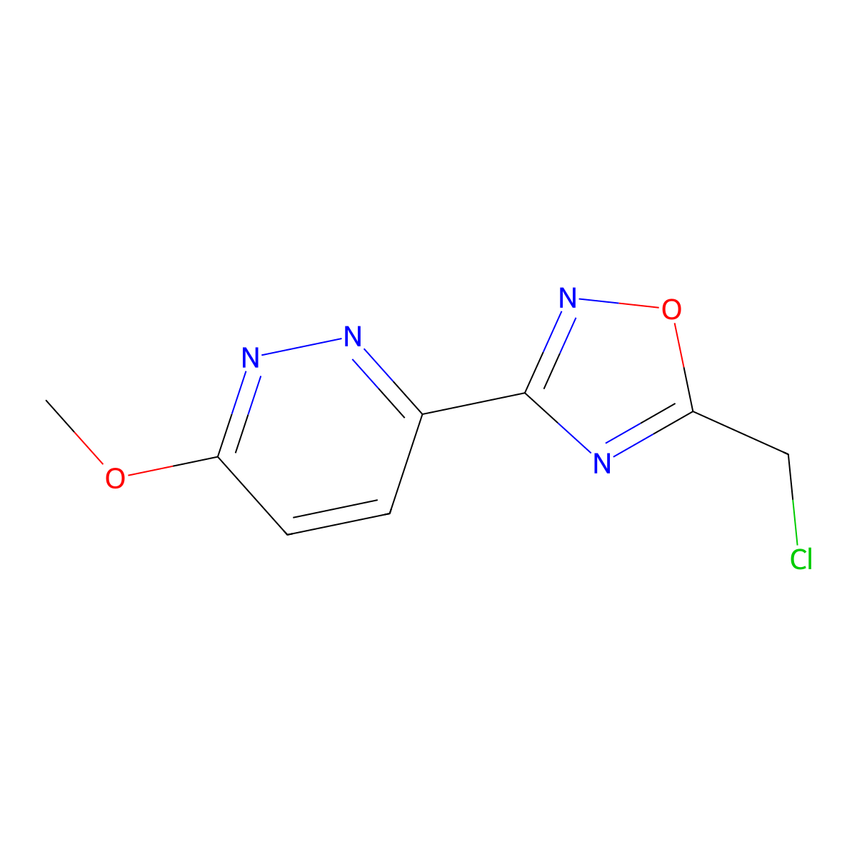 3-[5-(Chloromethyl)-1,2,4-oxadiazol-3-yl]-6-methoxypyridazine molecular structure, CAS 1694341-67-7