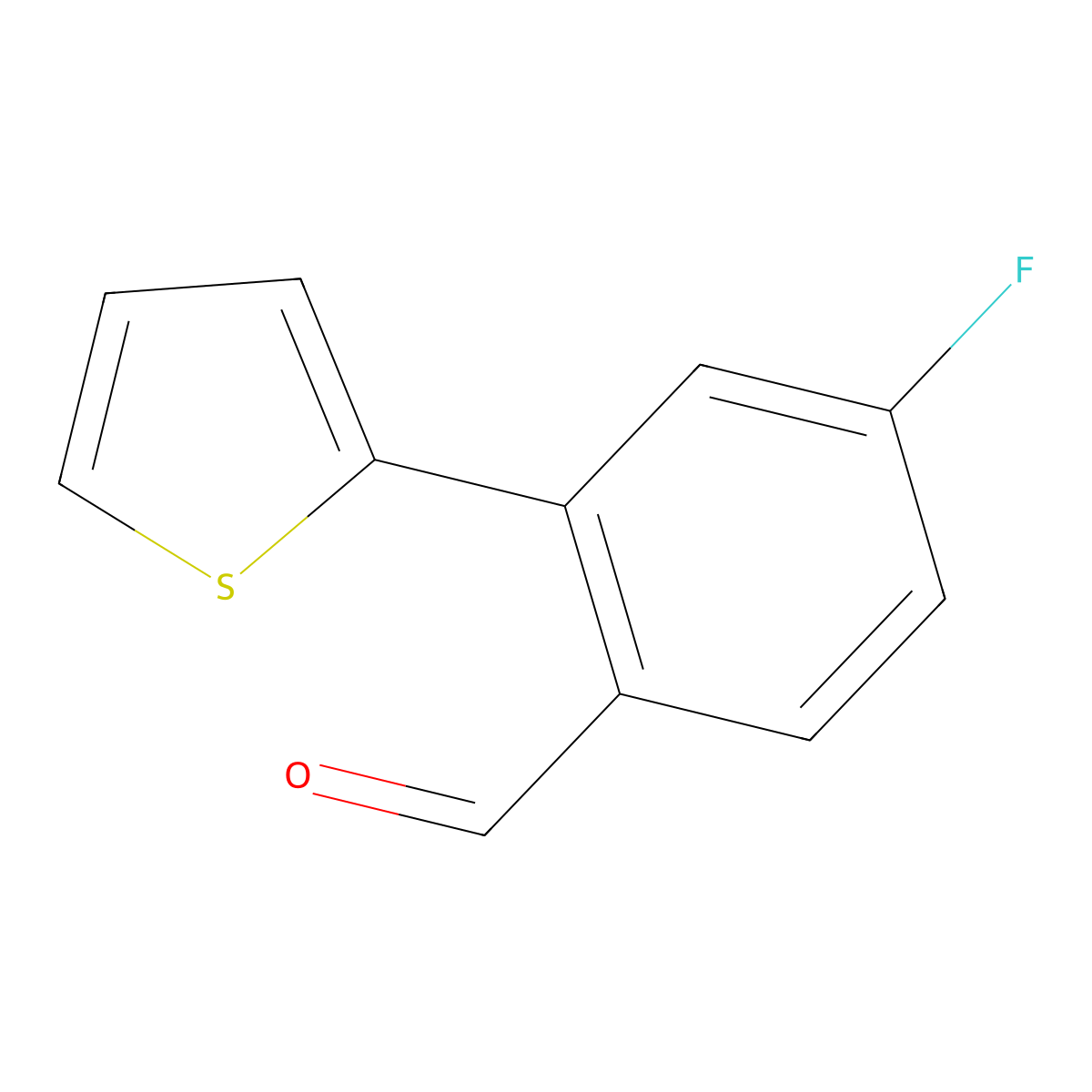 4-Fluoro-2-(thiophen-2-yl)benzaldehyde molecular structure, CAS 1694343-49-1