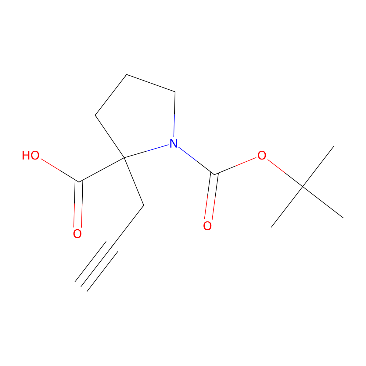 1-[(Tert-butoxy)carbonyl]-2-(prop-2-yn-1-yl)pyrrolidine-2-carboxylic acid molecular structure, CAS 1694367-51-5