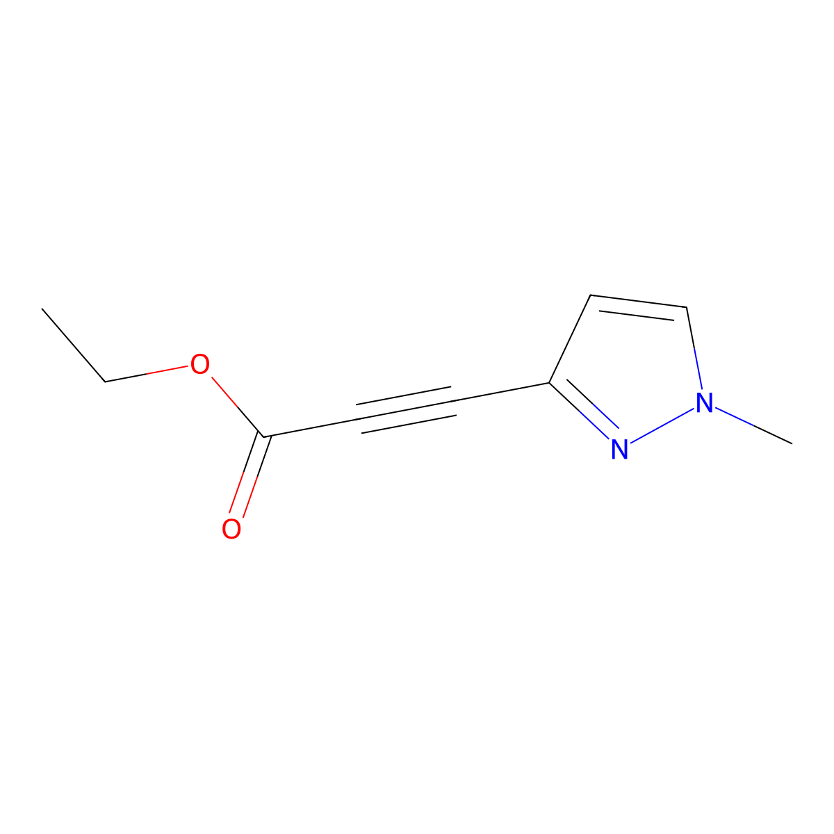 Ethyl 3-(1-methyl-1H-pyrazol-3-yl)prop-2-ynoate molecular structure, CAS 1694378-52-3