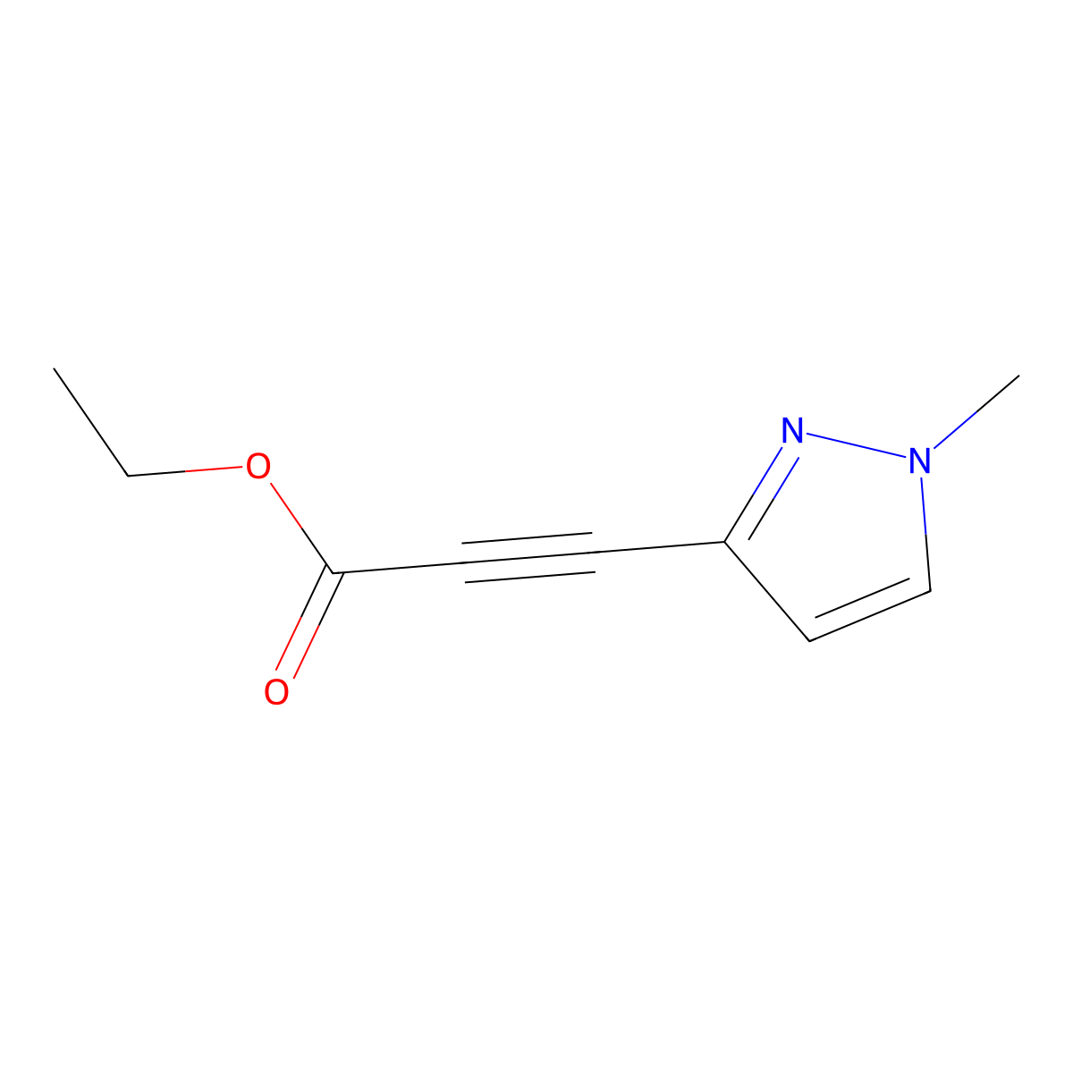 Ethyl 3-(1-methyl-1H-pyrazol-3-yl)prop-2-ynoate molecular structure, CAS 1694378-52-3