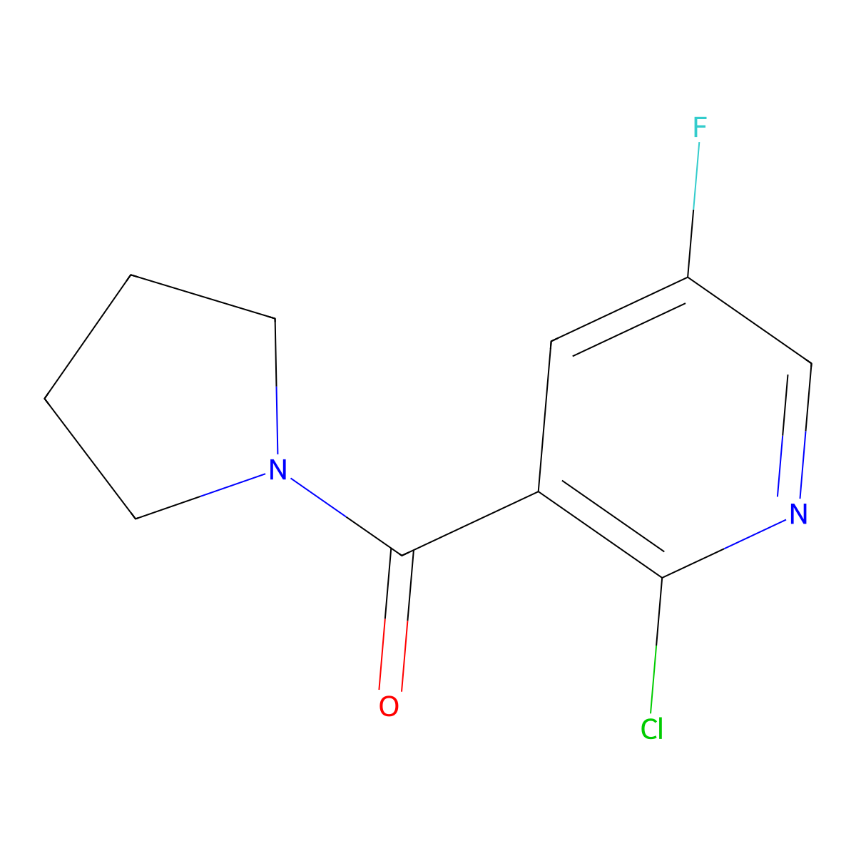 (2-Chloro-5-fluoropyridin-3-yl)(pyrrolidin-1-yl)methanone molecular structure, CAS 1694386-19-0